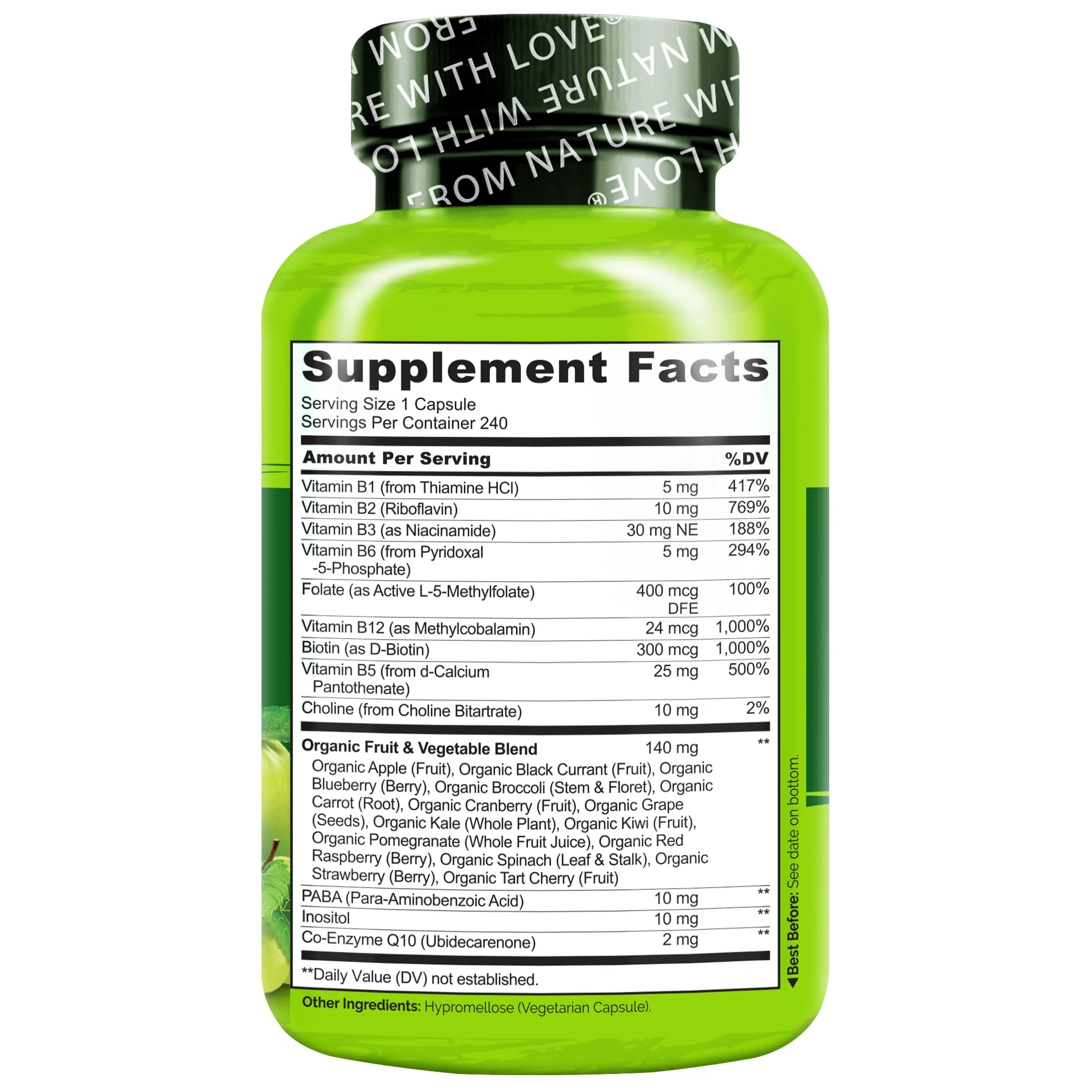 NATURELO Vitamin B Complex – 240 Vegan Capsules with CoQ10 | Methylated B Vitamins - Image 16