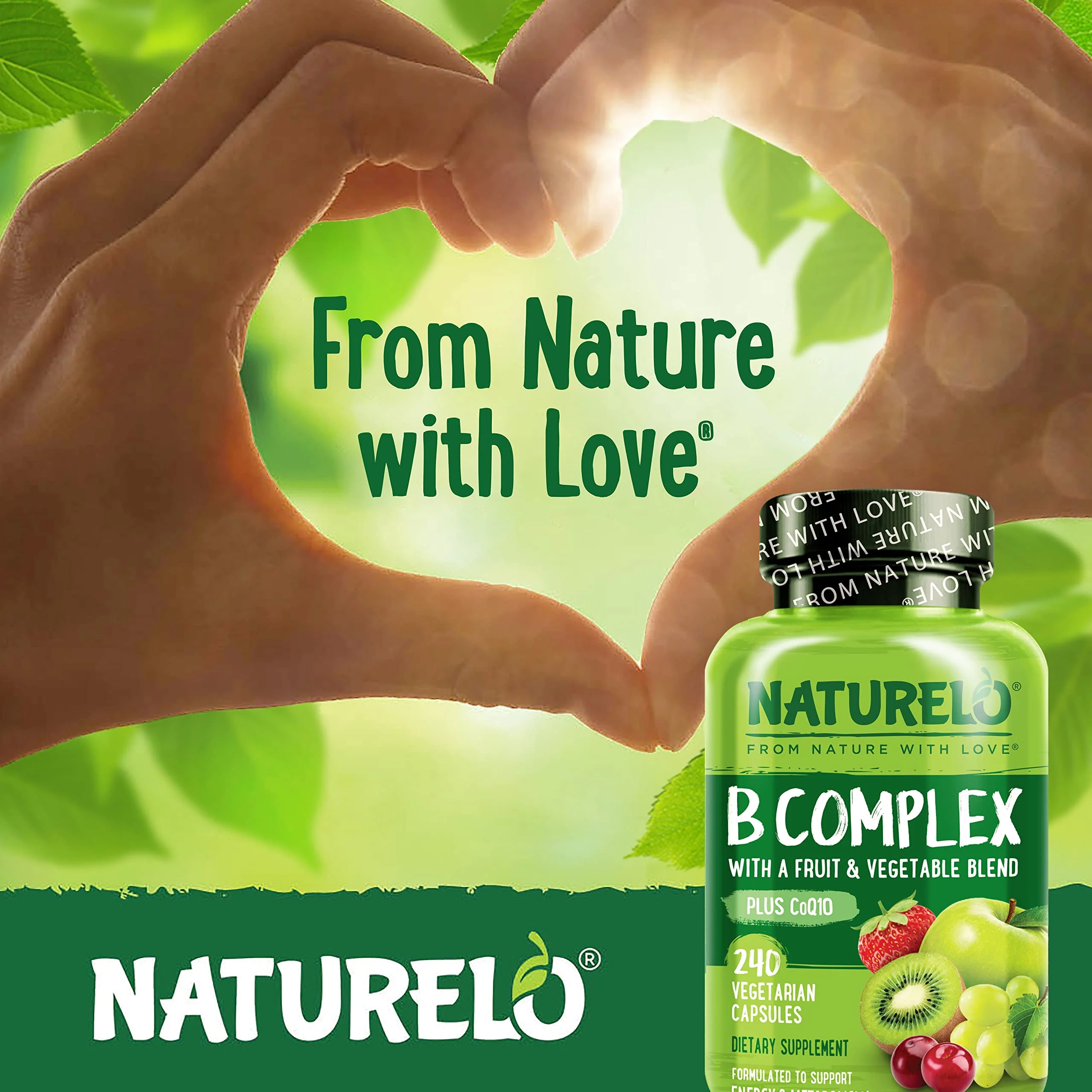 NATURELO Vitamin B Complex – 240 Vegan Capsules with CoQ10 | Methylated B Vitamins - Image 6