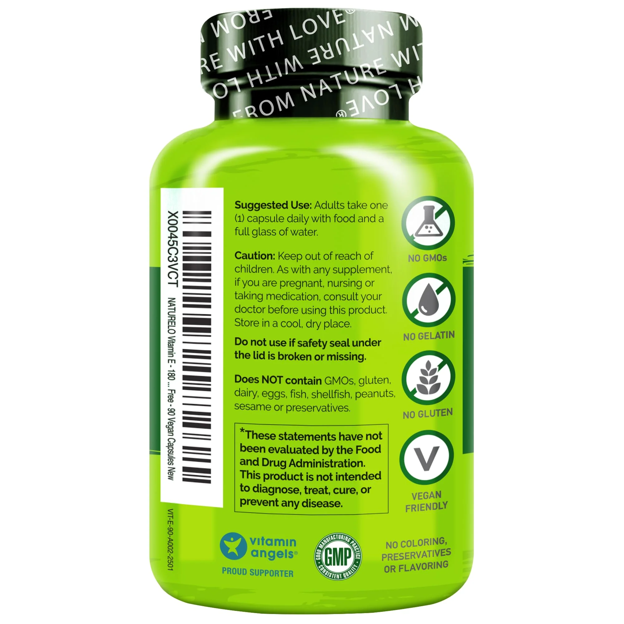 NATURELO Vitamin E 180 mg from Organic Whole Foods – Vegan, Non-GMO, Soy Free, 90 Capsules (Pack of 2) - Image 7