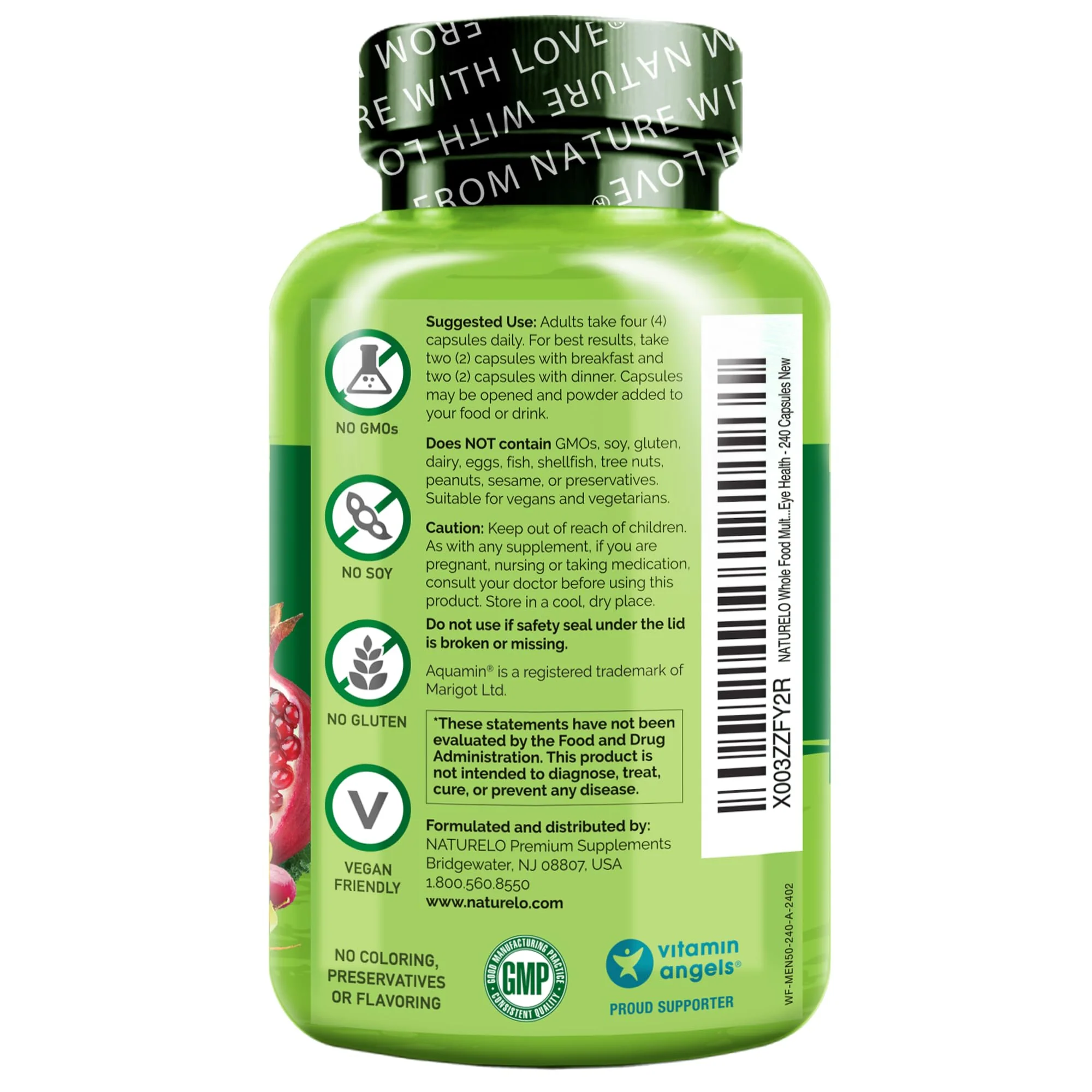 NATURELO Whole Food Multivitamin for Men 50+ – Plant-Based, 240 Capsules - Image 6