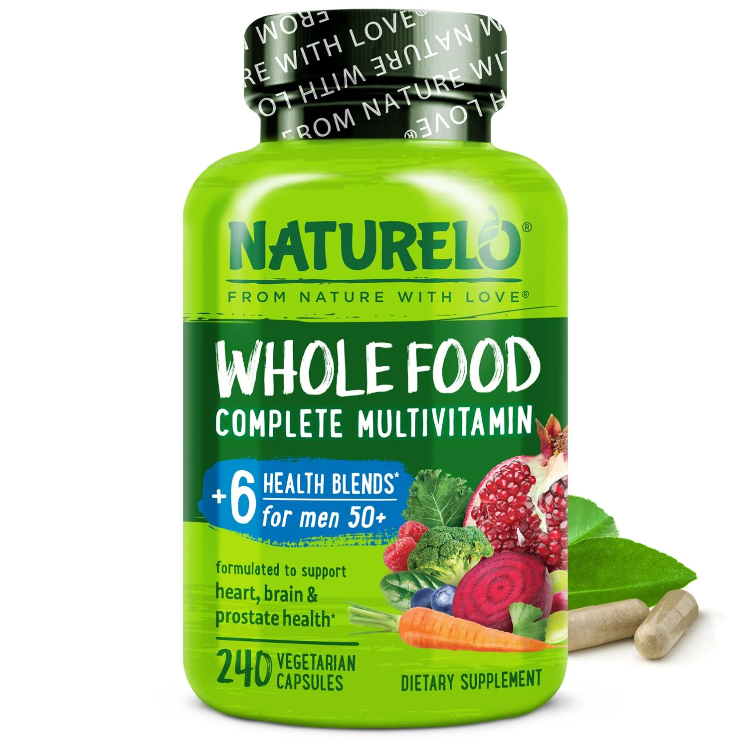 NATURELO Whole Food Multivitamin for Men 50+ – Plant-Based, 240 Capsules - Image 8
