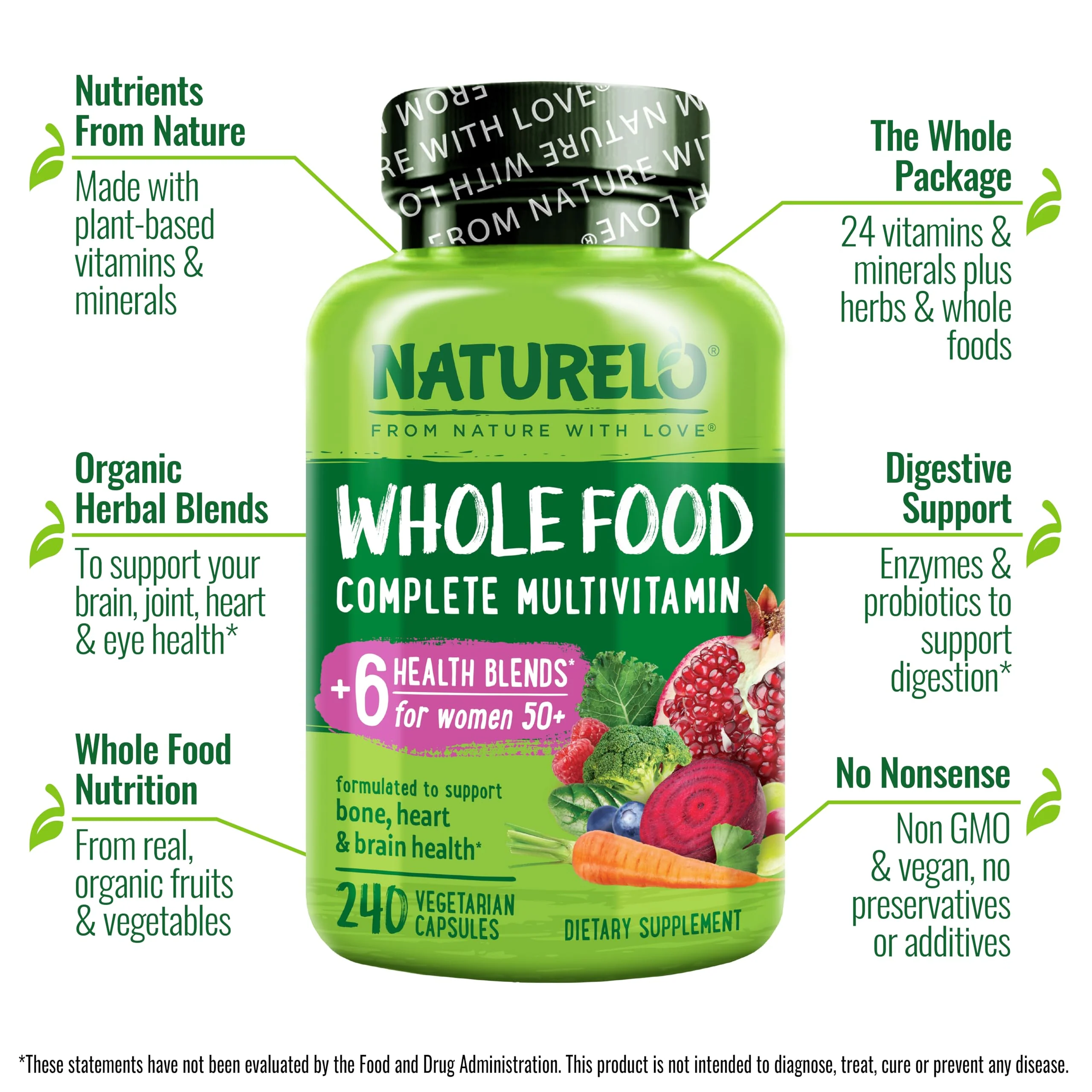 NATURELO Whole Food Multivitamin for Women 50+ – Iron Free, Plant-Based - Image 10