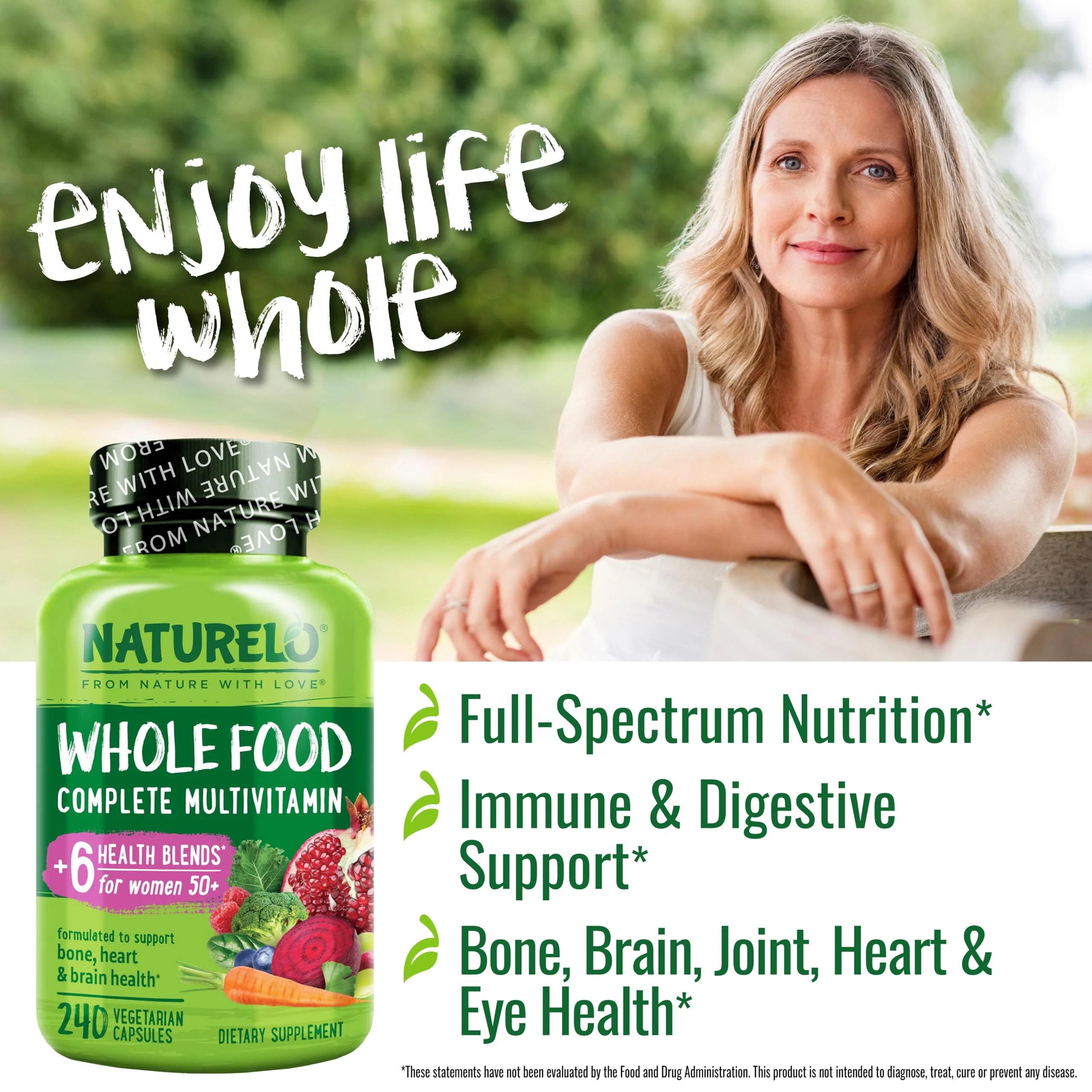 NATURELO Whole Food Multivitamin for Women 50+ – Iron Free, Plant-Based - Image 5