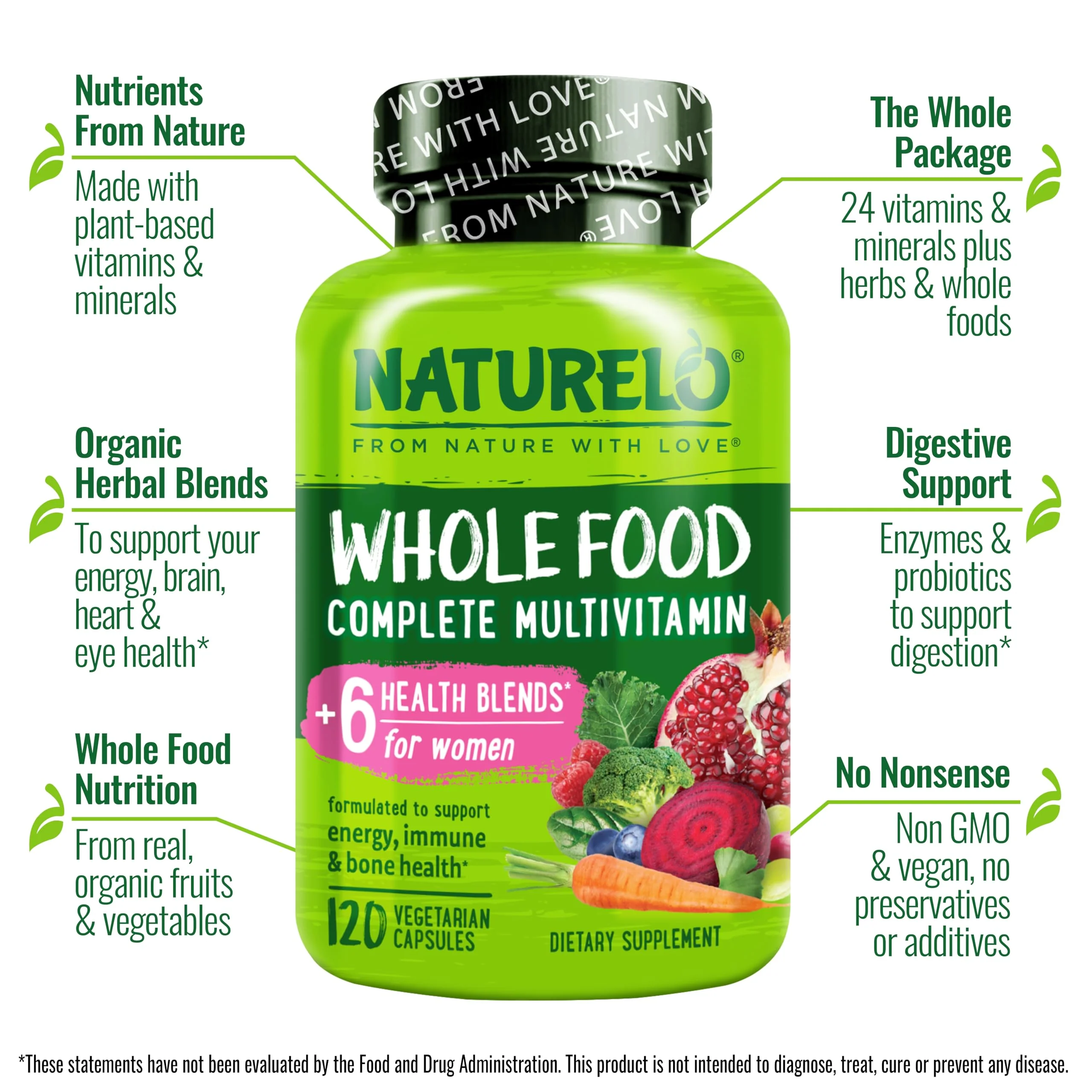 Naturelo Whole Food Multivitamin for Women – Plant-Based Vitamins, Organic Extracts & Vegan, Non-GMO - Image 9