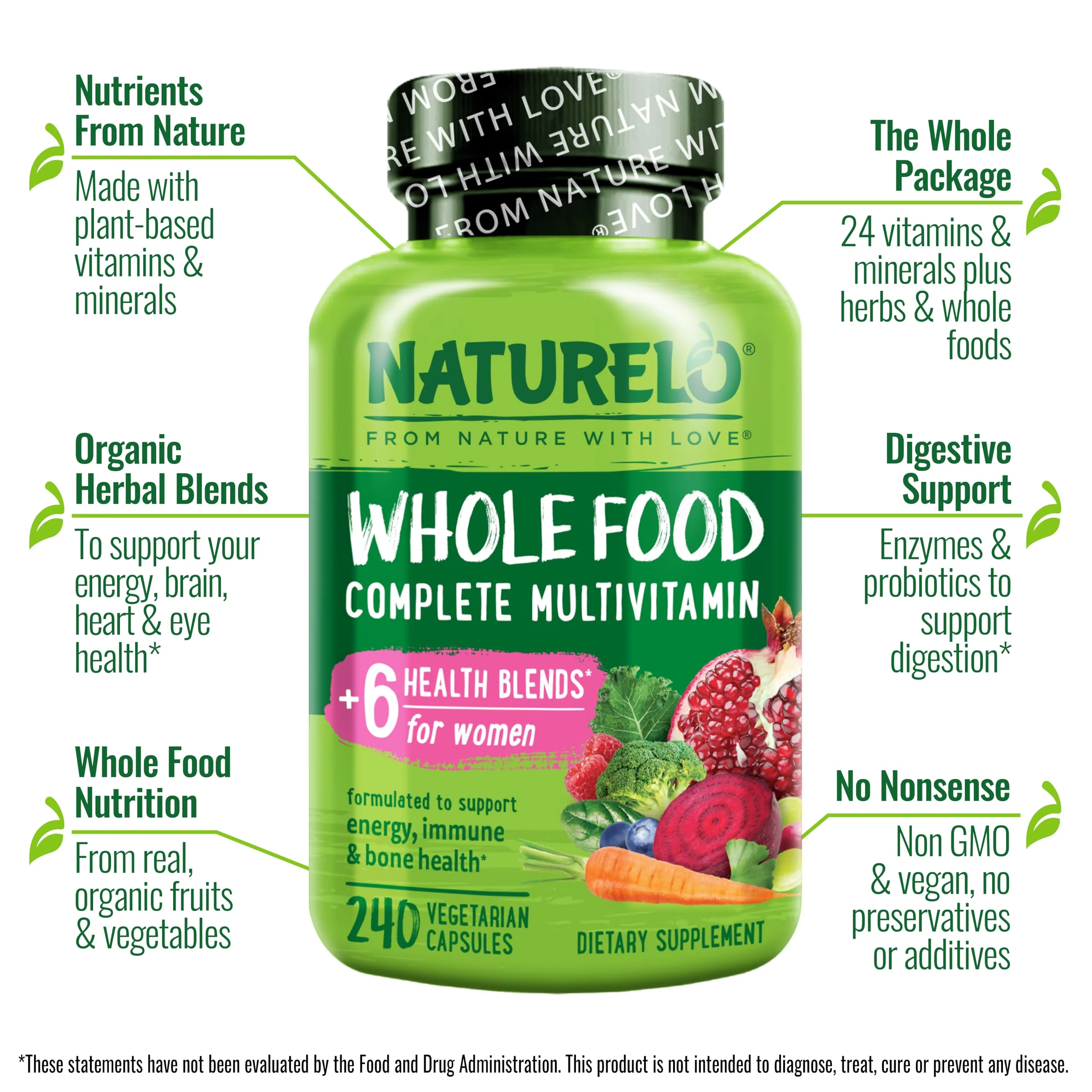 Naturelo Whole Food Multivitamin for Women – Vegan, Non-GMO, with Organic Extracts | 240 Vegan Capsules - Image 9