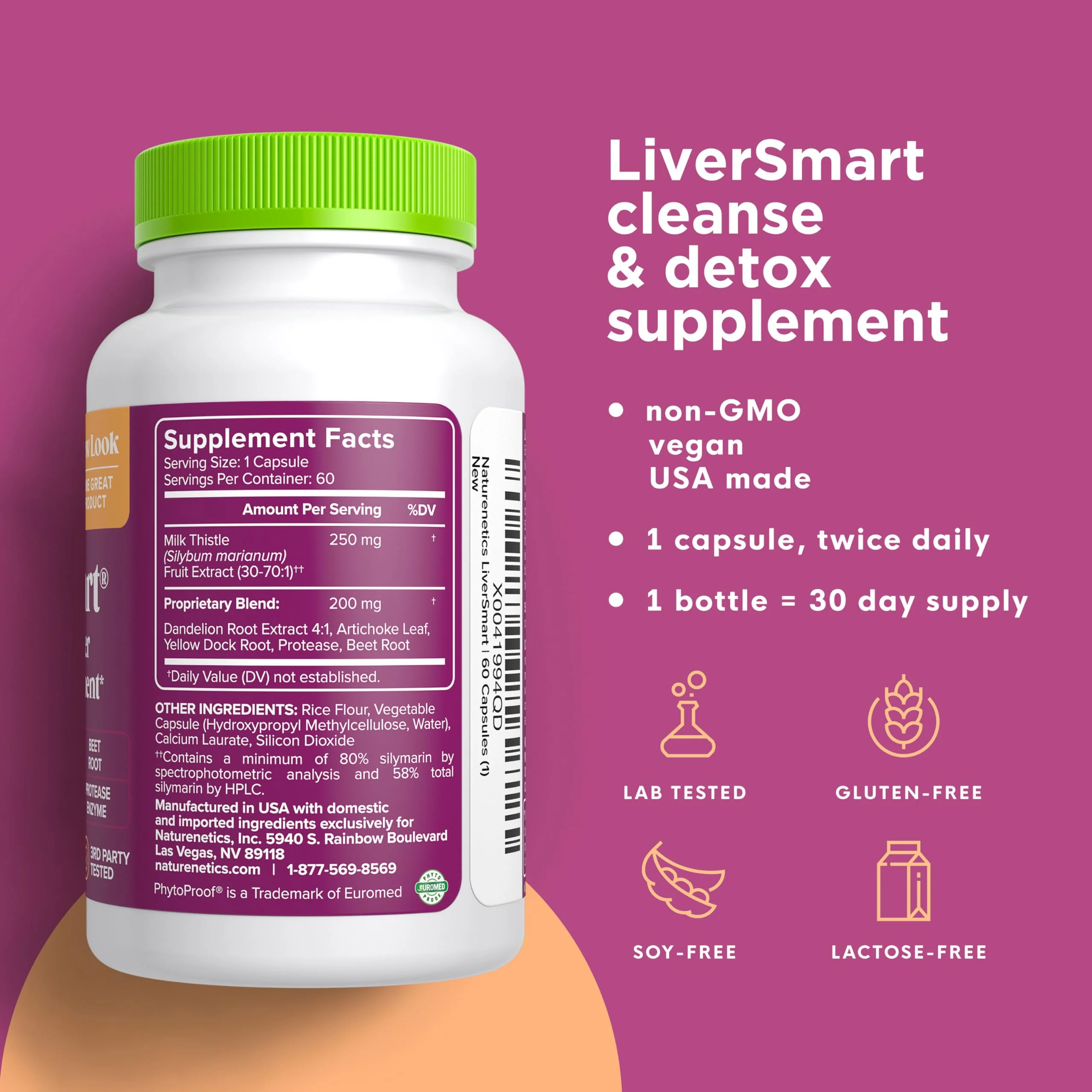 Naturenetics Milk Thistle Liver Cleanse & Support – 60 Veggie Capsules – 80% Silymarin + Artichoke & Dandelion – 3 Pack - Image 2