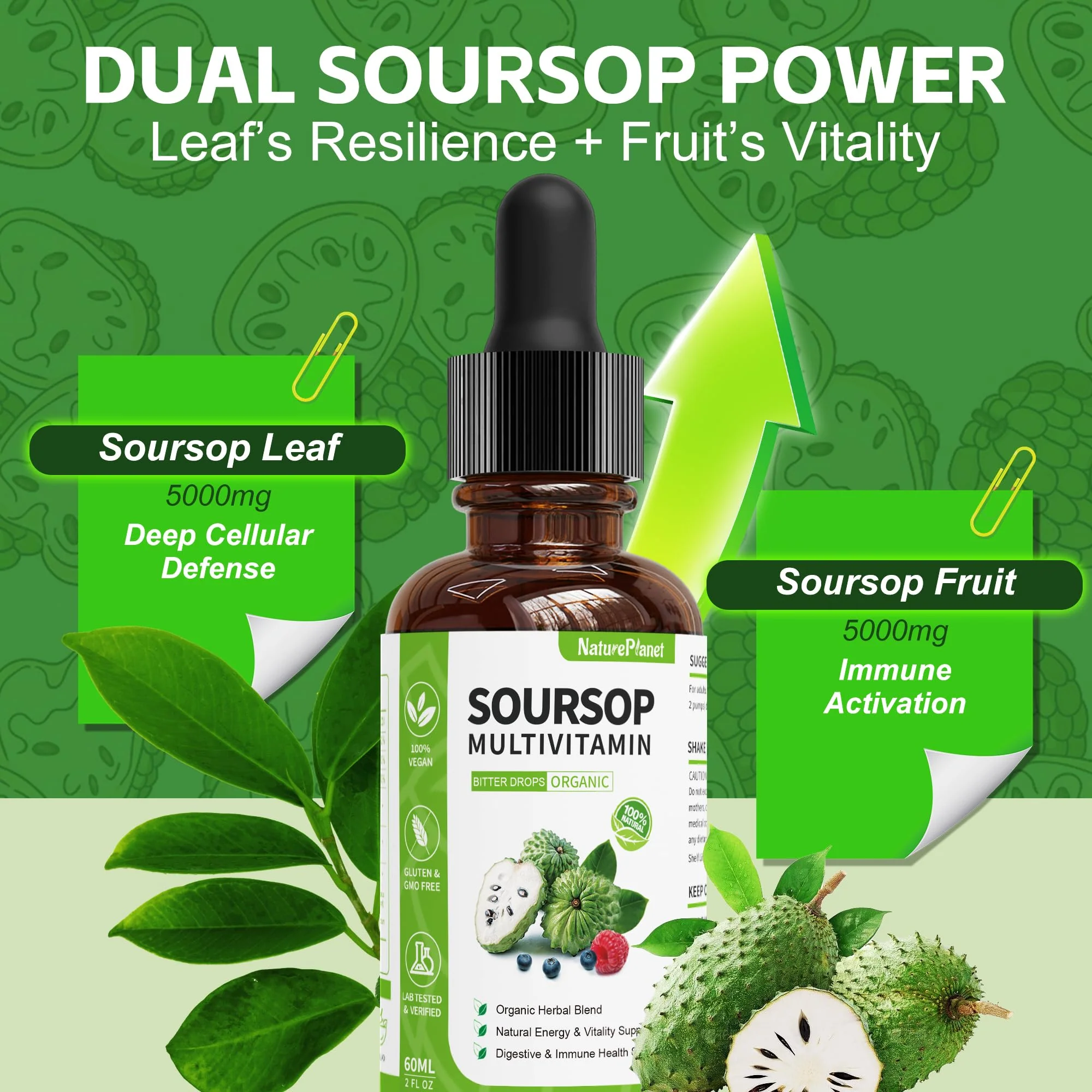 NaturePlanet Soursop Bitters Drops with Vitamin C, D3 & B6 — Immune Support & Digestive Health - Image 11