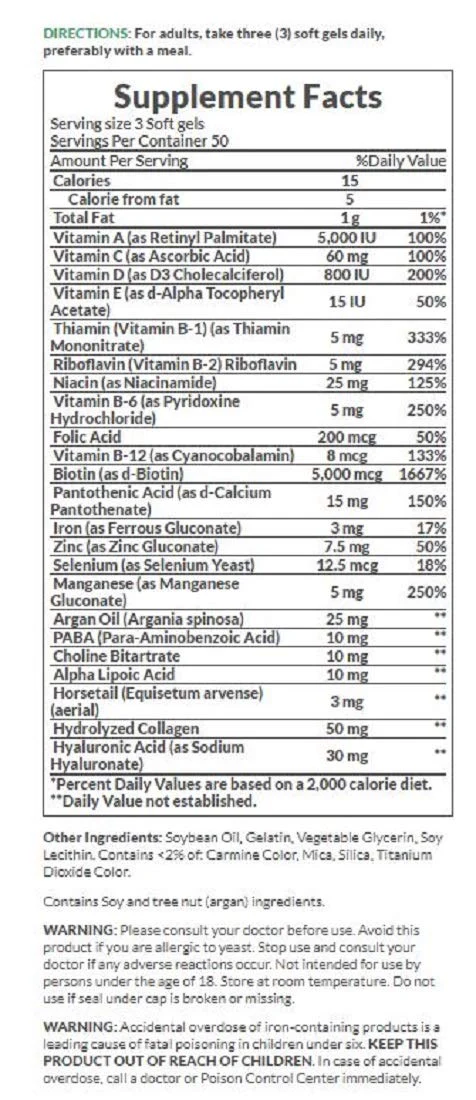 Nature's Bounty Extra Strength Hair Skin Nails, 150 Count, Pack of 3 - Image 3