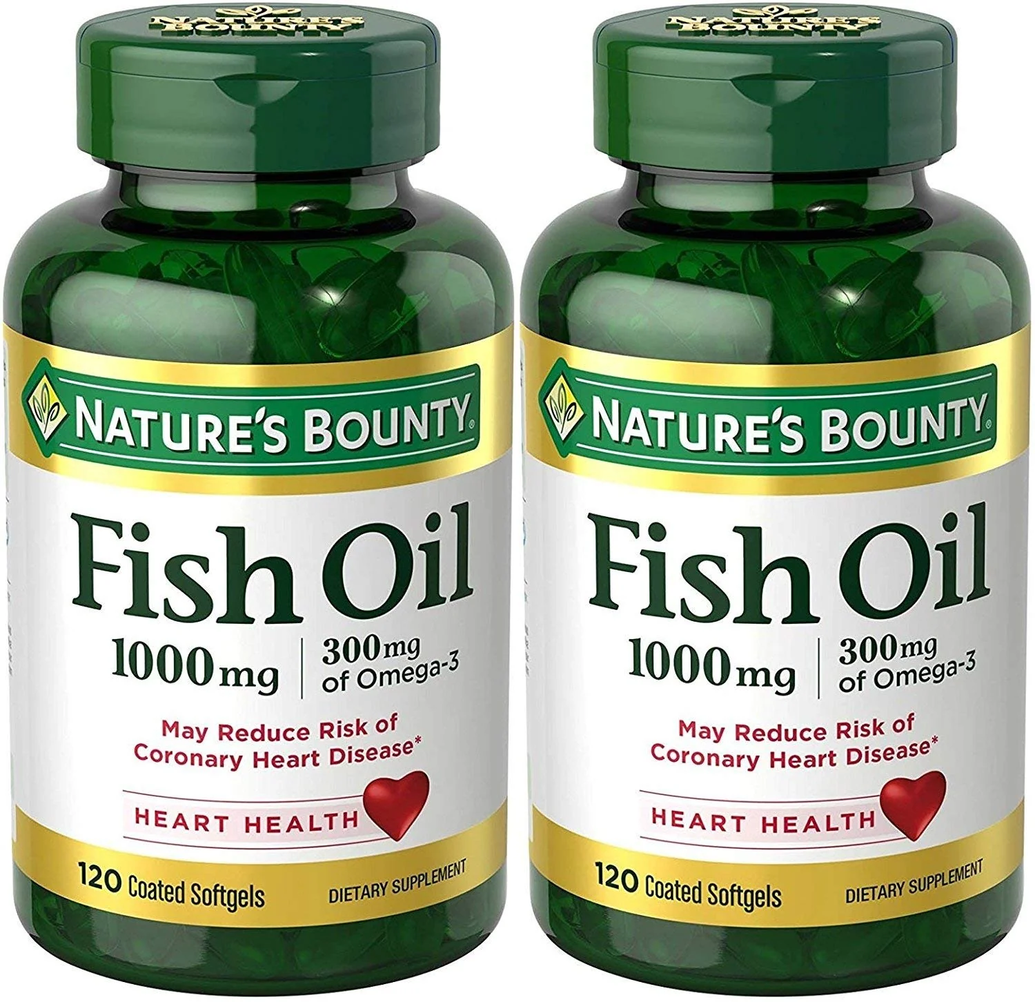 Nature's Bounty Fish Oil Odorless 1000 mg - 240 Softgels (2 x 120 Count Bottles)