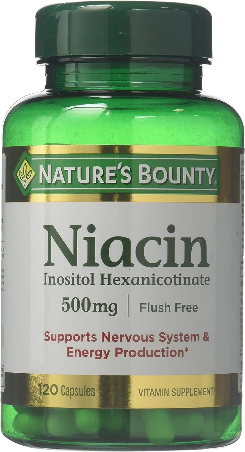 Nature's Bounty Flush Free Niacin 500 mg – 240 Capsules (2 x 120 Count Bottles)