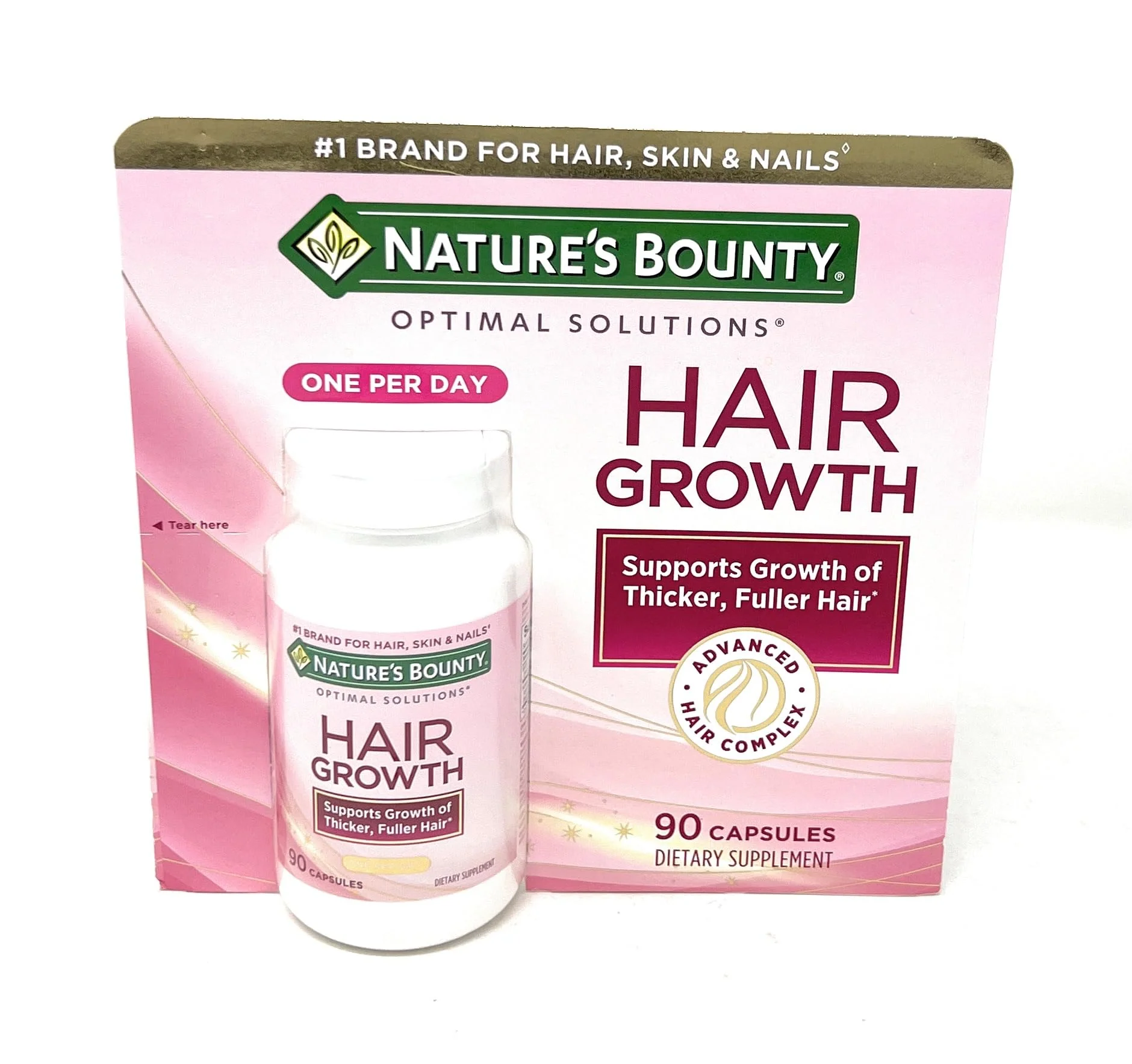 Nature's Bounty Hair Growth Supplement — 1 Per Day, Supports Thicker Hair (90 Capsules)