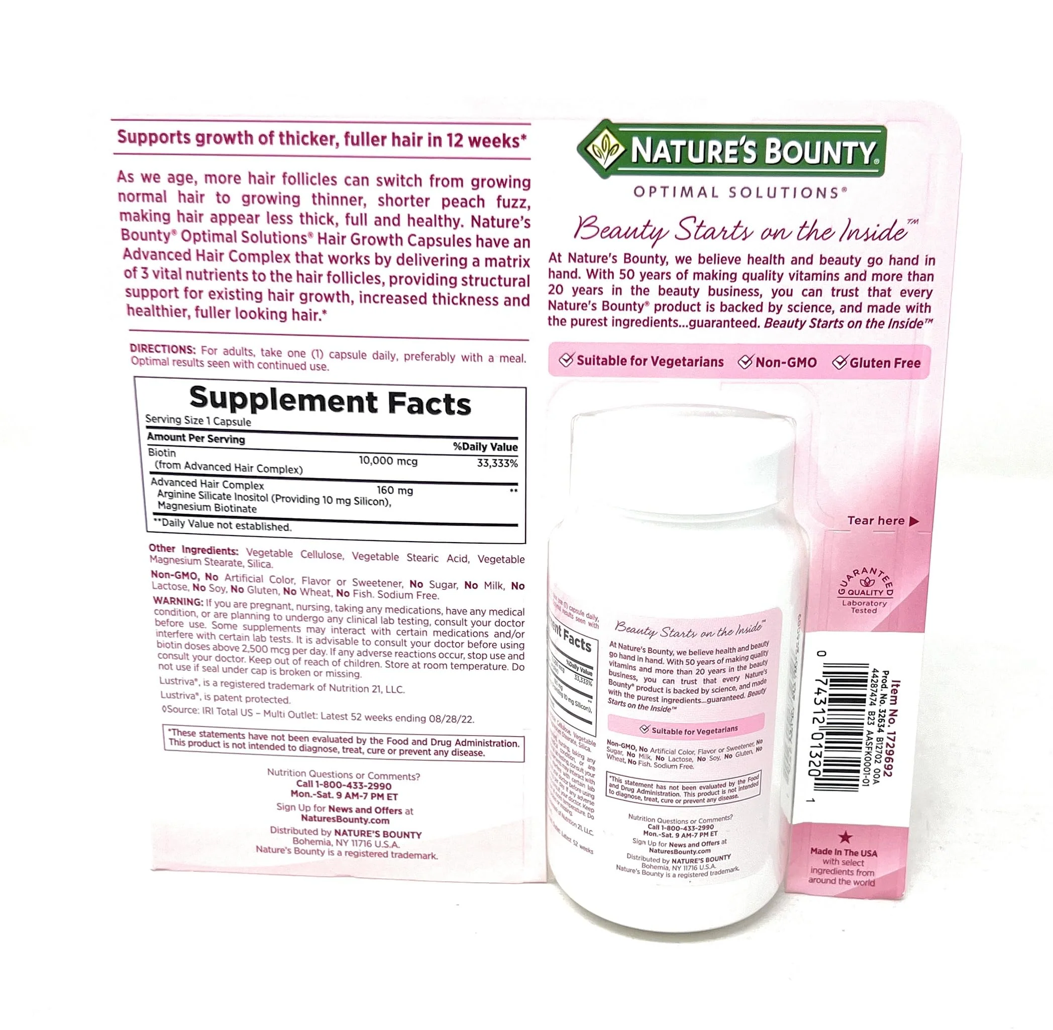 Nature's Bounty Hair Growth Supplement — 1 Per Day, Supports Thicker Hair (90 Capsules) - Image 3