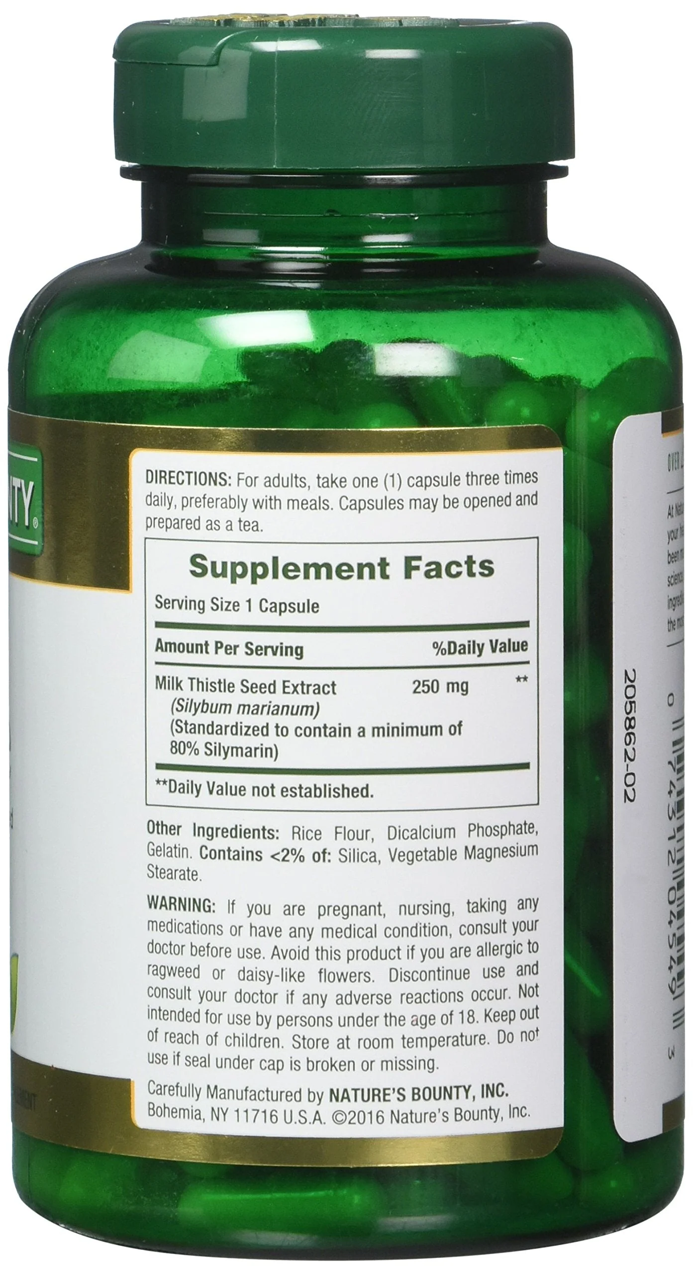 Nature's Bounty Milk Thistle 250 mg Capsules — Pack of 2 (400 capsules) - Image 3