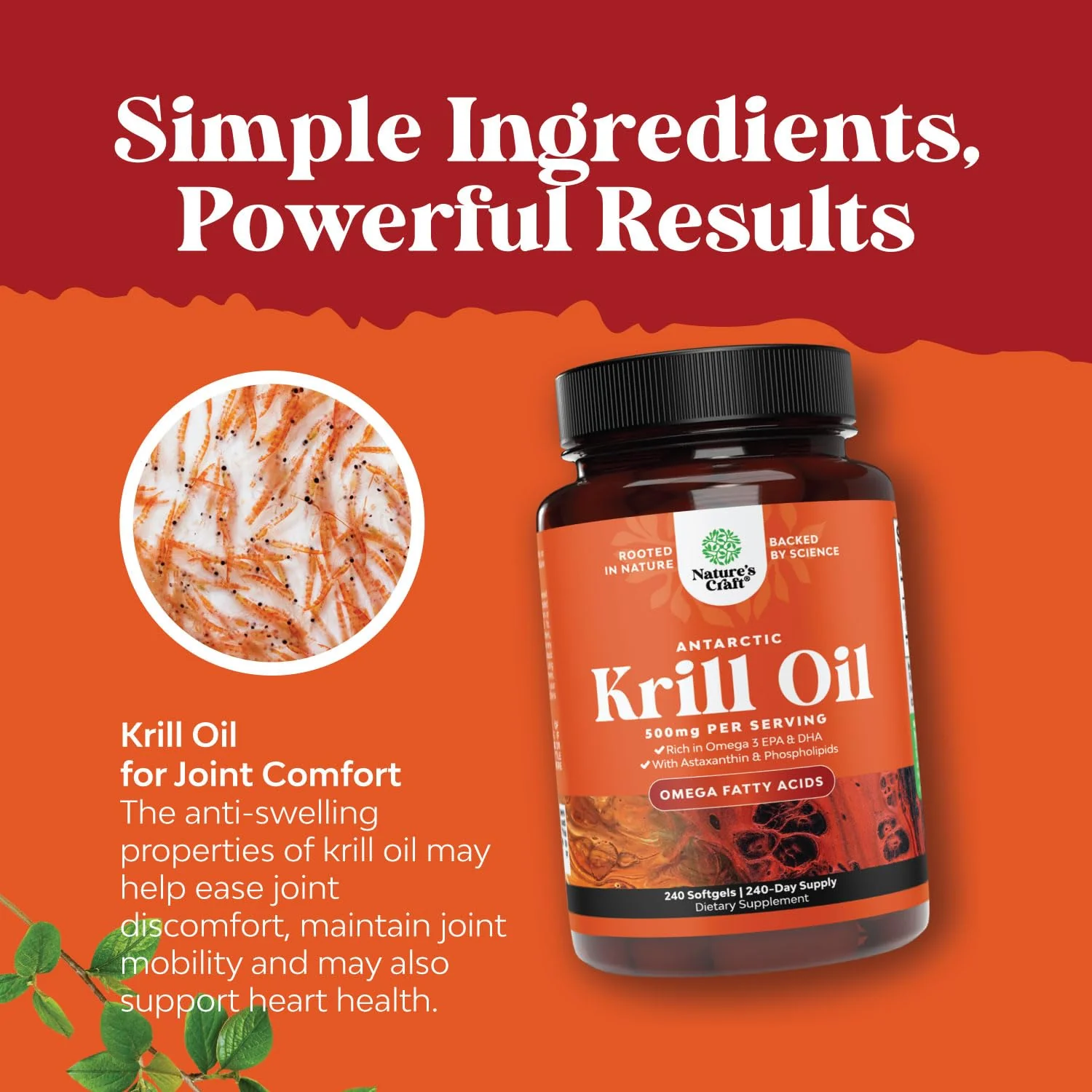 Natures Craft Antarctic Krill Oil 500mg Softgels - Omega-3 EPA/DHA + Astaxanthin - 2-Pack - Image 13