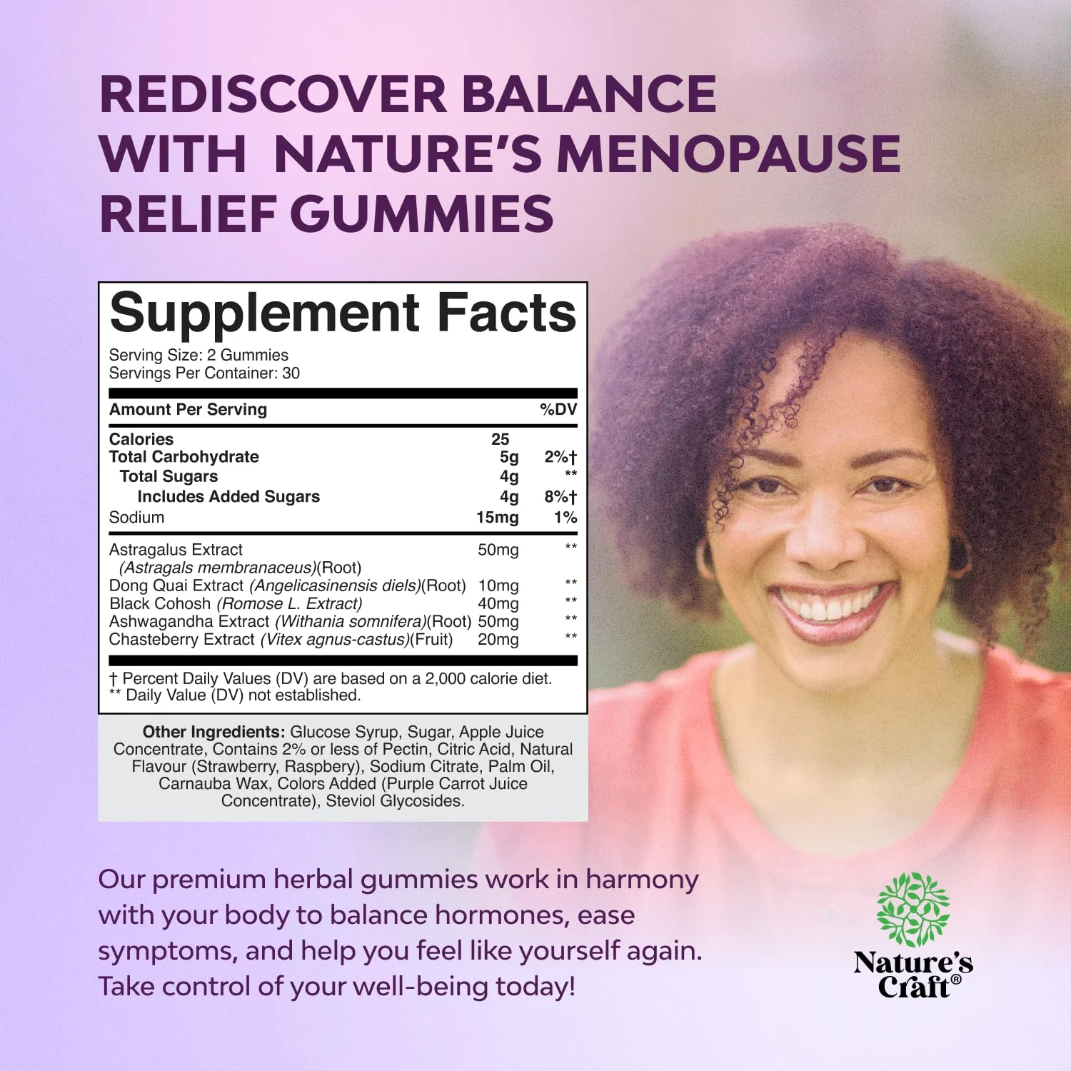 Natures Craft Womens Menopause Gummies with Dong Quai & Ashwagandha – 60 Count (3 Pack) - Image 6