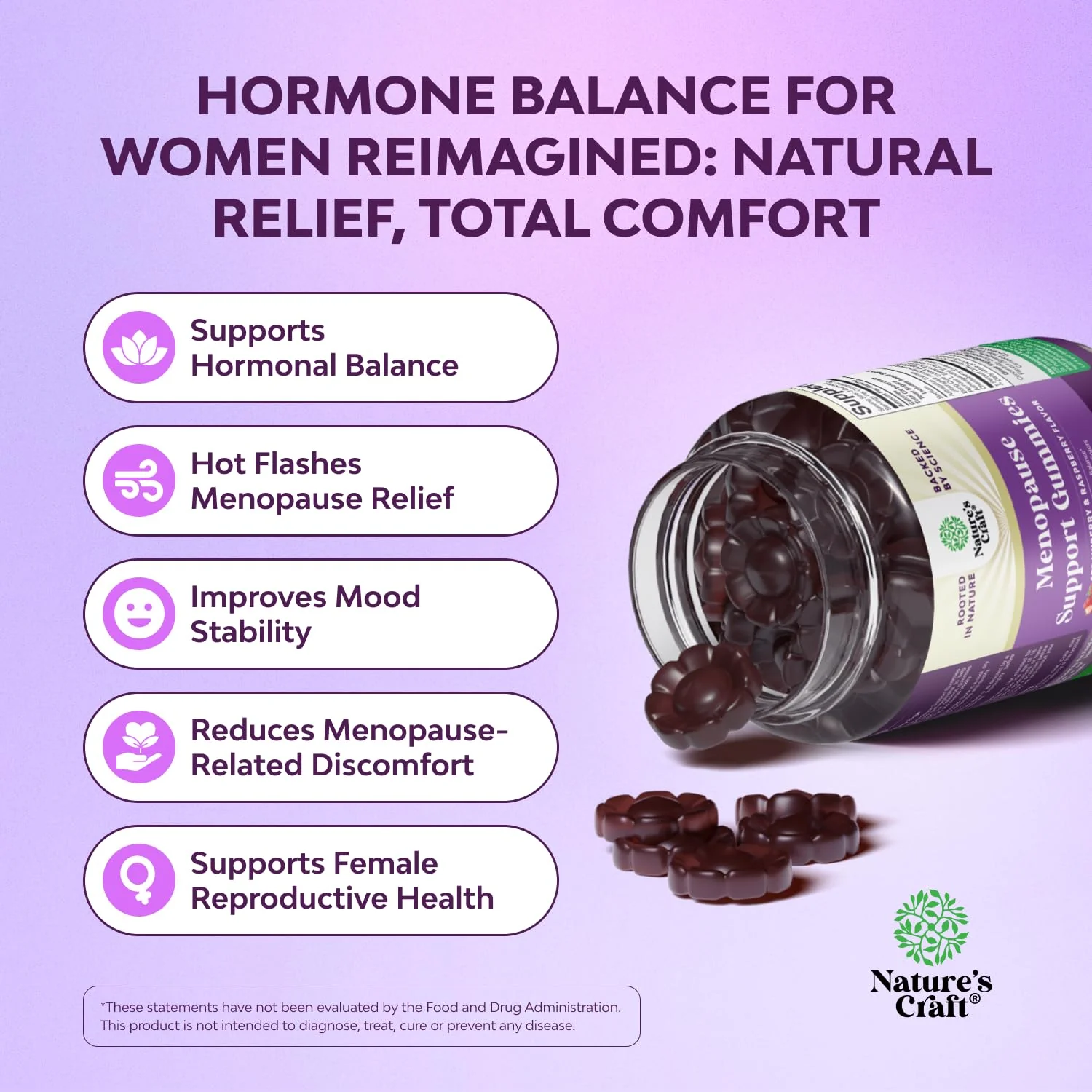 Natures Craft Womens Menopause Gummies with Dong Quai & Ashwagandha – 60 Count (3 Pack) - Image 8