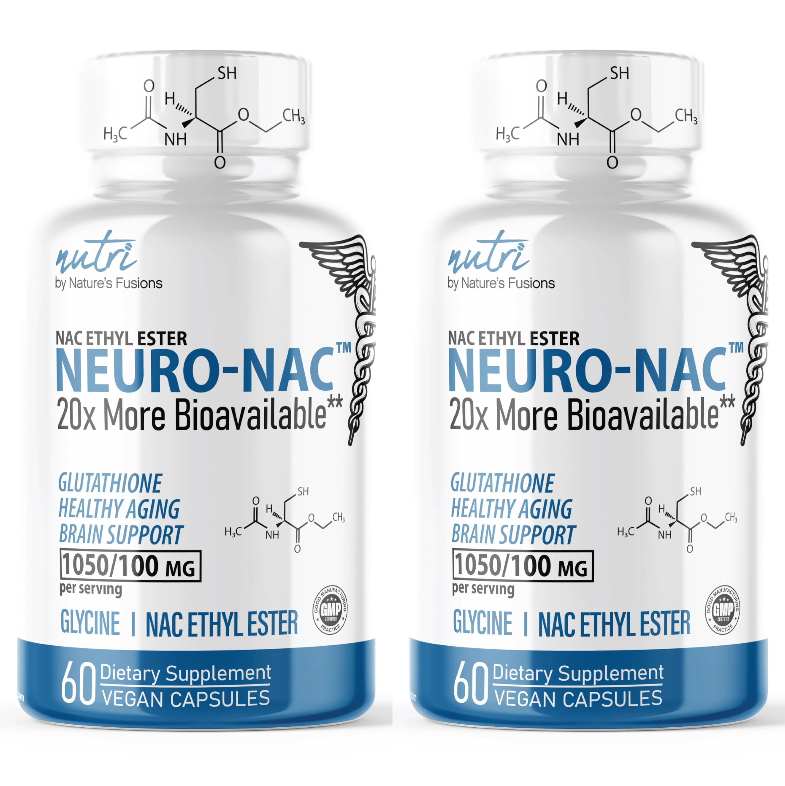Nature's Fusions Neuro NAC with NACET – Pack of 2, 120 Capsules | 20x More Bioavailable NACET