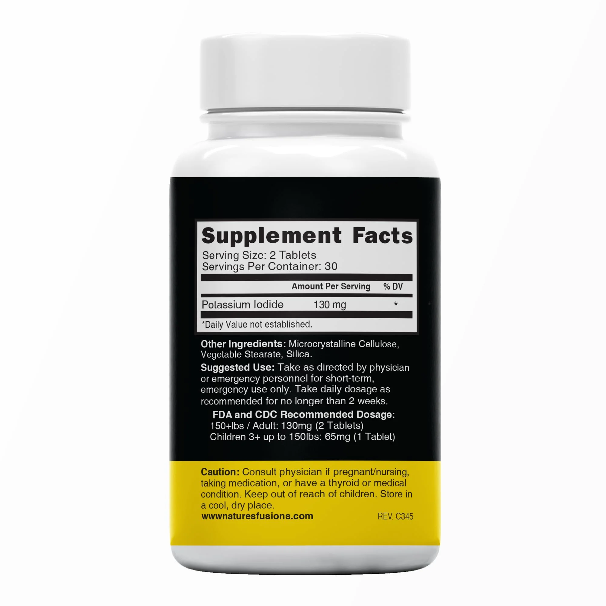 Nature's Fusions Potassium Iodide Tablets 130 mg – 300-Count (5x60) – Emergency Prep KI Pills - Image 2