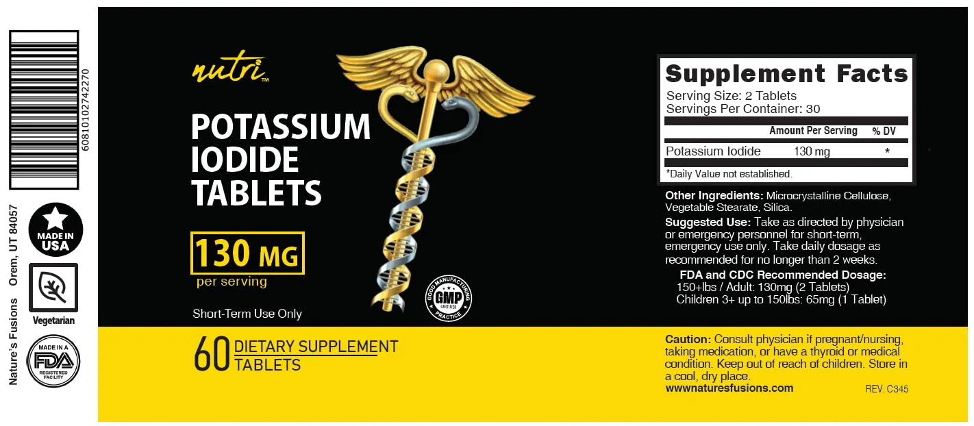 Nature's Fusions Potassium Iodide Tablets 130 mg – 300-Count (5x60) – Emergency Prep KI Pills - Image 5