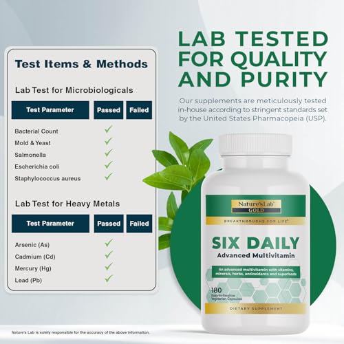 Nature's Lab Six Daily Advanced Multivitamin – 90+ Nutrients, 180 Capsules, Daily Energy & Immune Support - Image 11