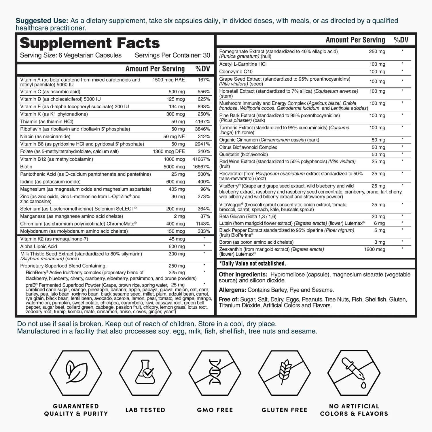 Nature's Lab Six Daily Advanced Multivitamin – 90+ Nutrients, 180 Capsules, Daily Energy & Immune Support - Image 13