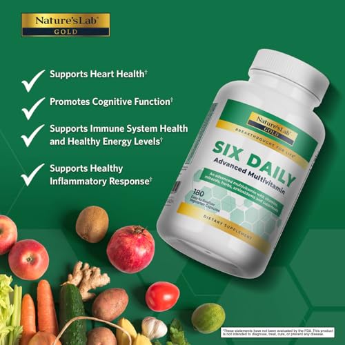 Nature's Lab Six Daily Advanced Multivitamin – 90+ Nutrients, 180 Capsules, Daily Energy & Immune Support - Image 2