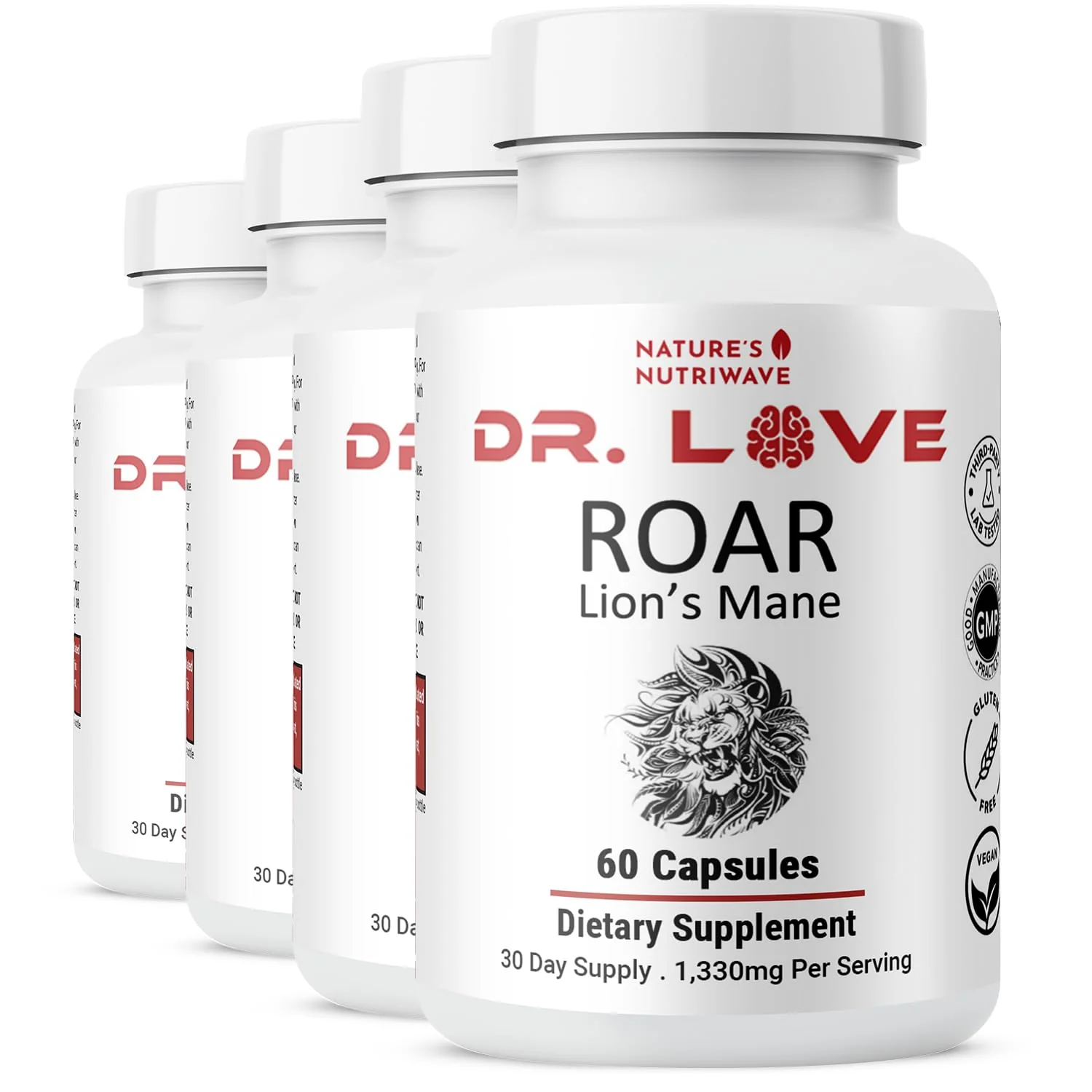 Nature's NutriWave Dr. Love Roar Lion's Mane Mushroom Supplement – Plant-Based, Vegan, Gluten-Free, USA Made - Image 5