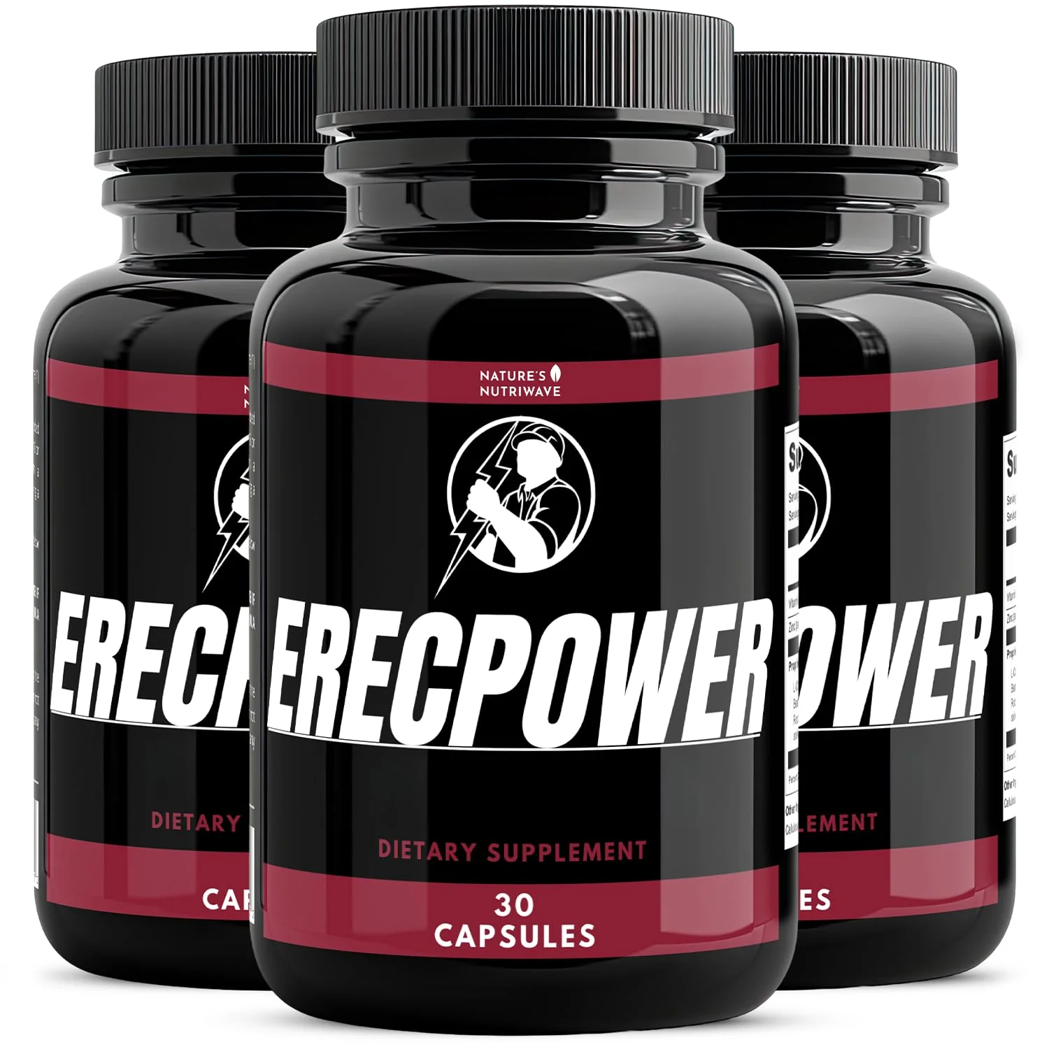 Nature's NutriWave ErecPower - 100% Natural Men's Wellness (30 Capsules) - Made in USA