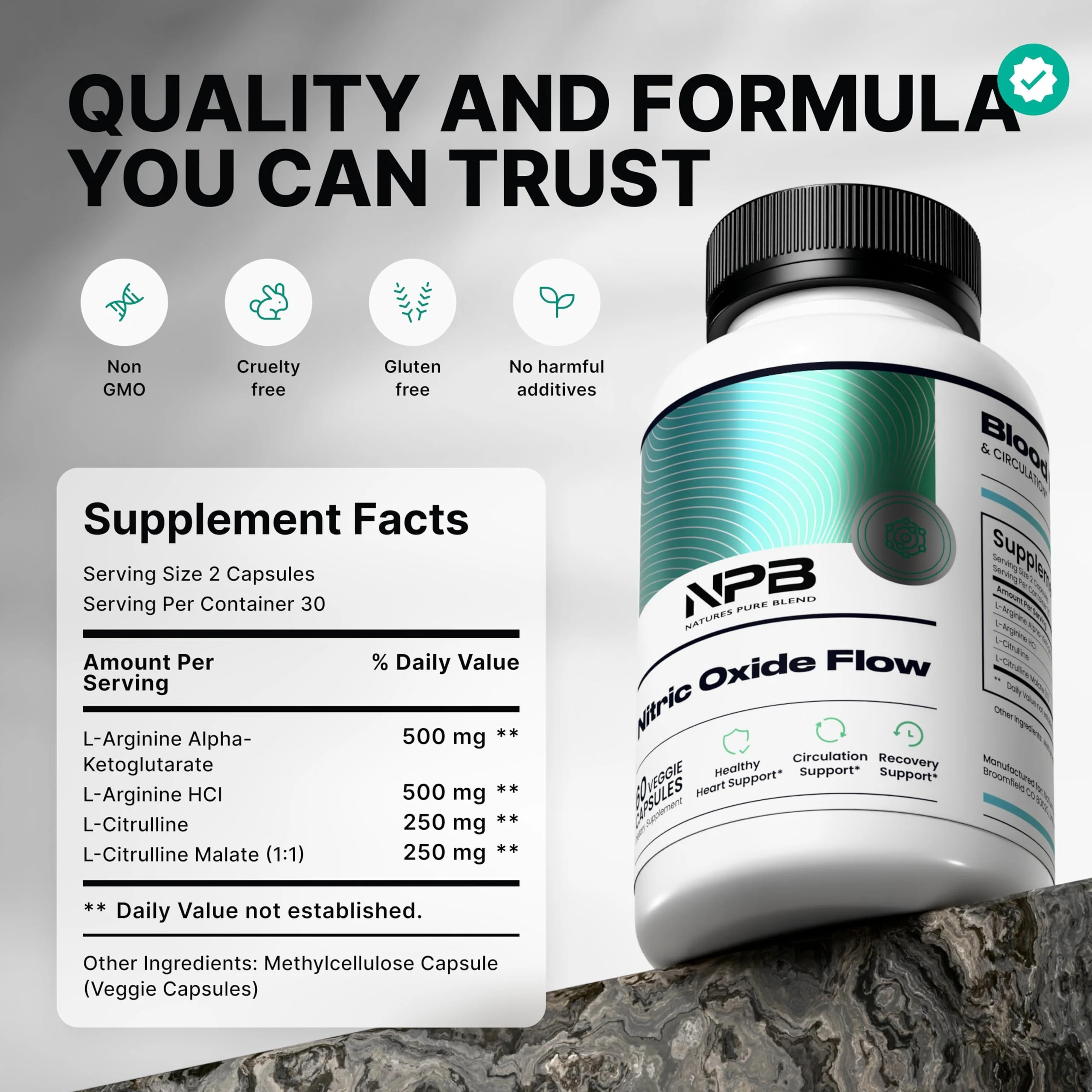 Nature's Pure Blend Nitric Oxide for Men – L-Arginine & L-Citrulline, Circulation & Endurance - Image 11