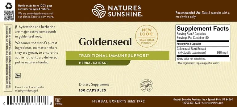 Nature's Sunshine Golden Seal 100 Capsules - Immune Support - Image 15