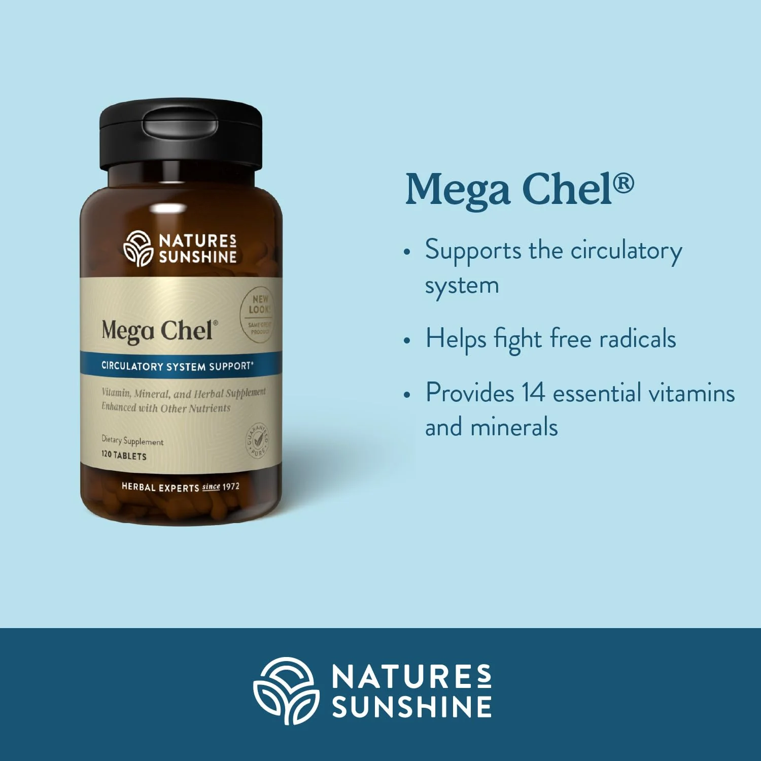 Nature's Sunshine Mega-Chel 120 Tablets – Complete Vitamin with Antioxidants, Herbs & Minerals for Circulatory Support - Image 3