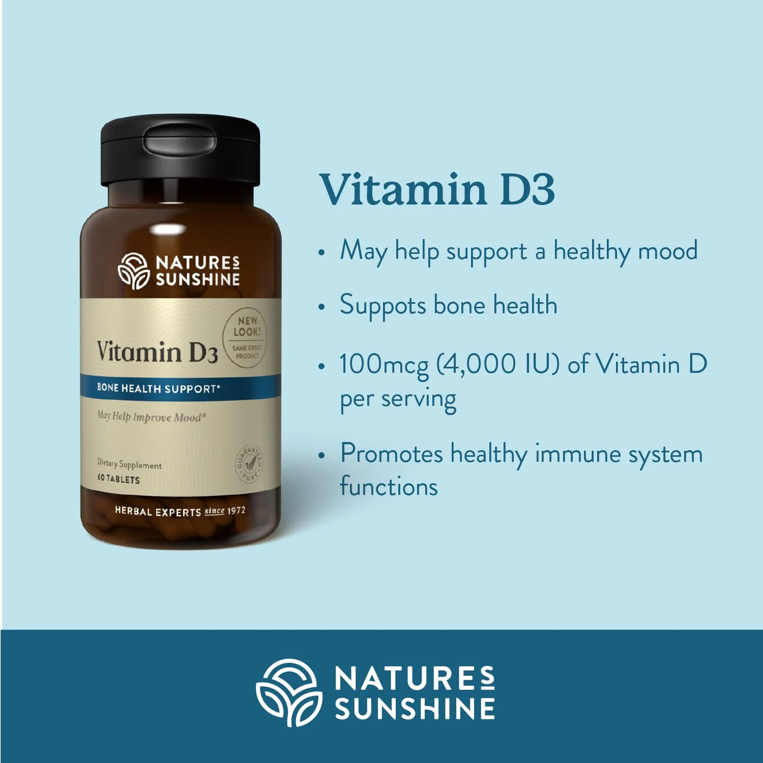 Nature's Sunshine Vitamin D3, 180 Tablets | Supports Bone Health, Overall Wellness, and May Improve Mood - Image 2