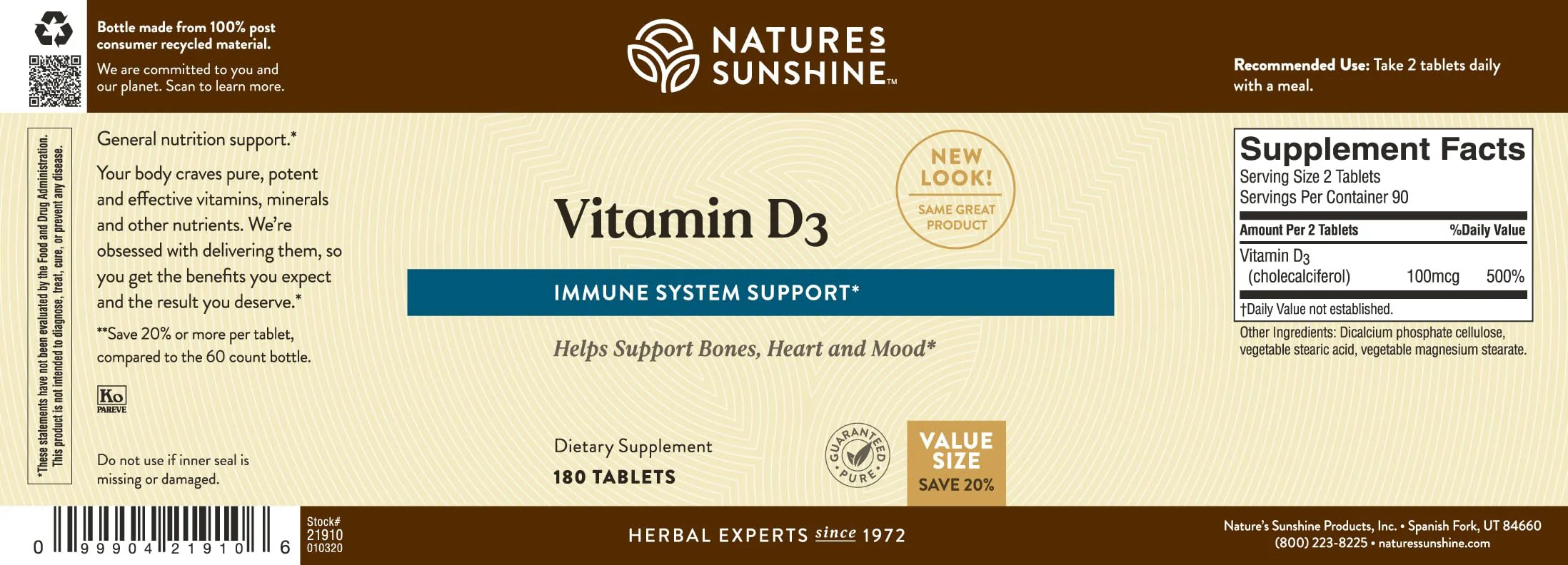 Nature's Sunshine Vitamin D3, 180 Tablets | Supports Bone Health, Overall Wellness, and May Improve Mood - Image 6