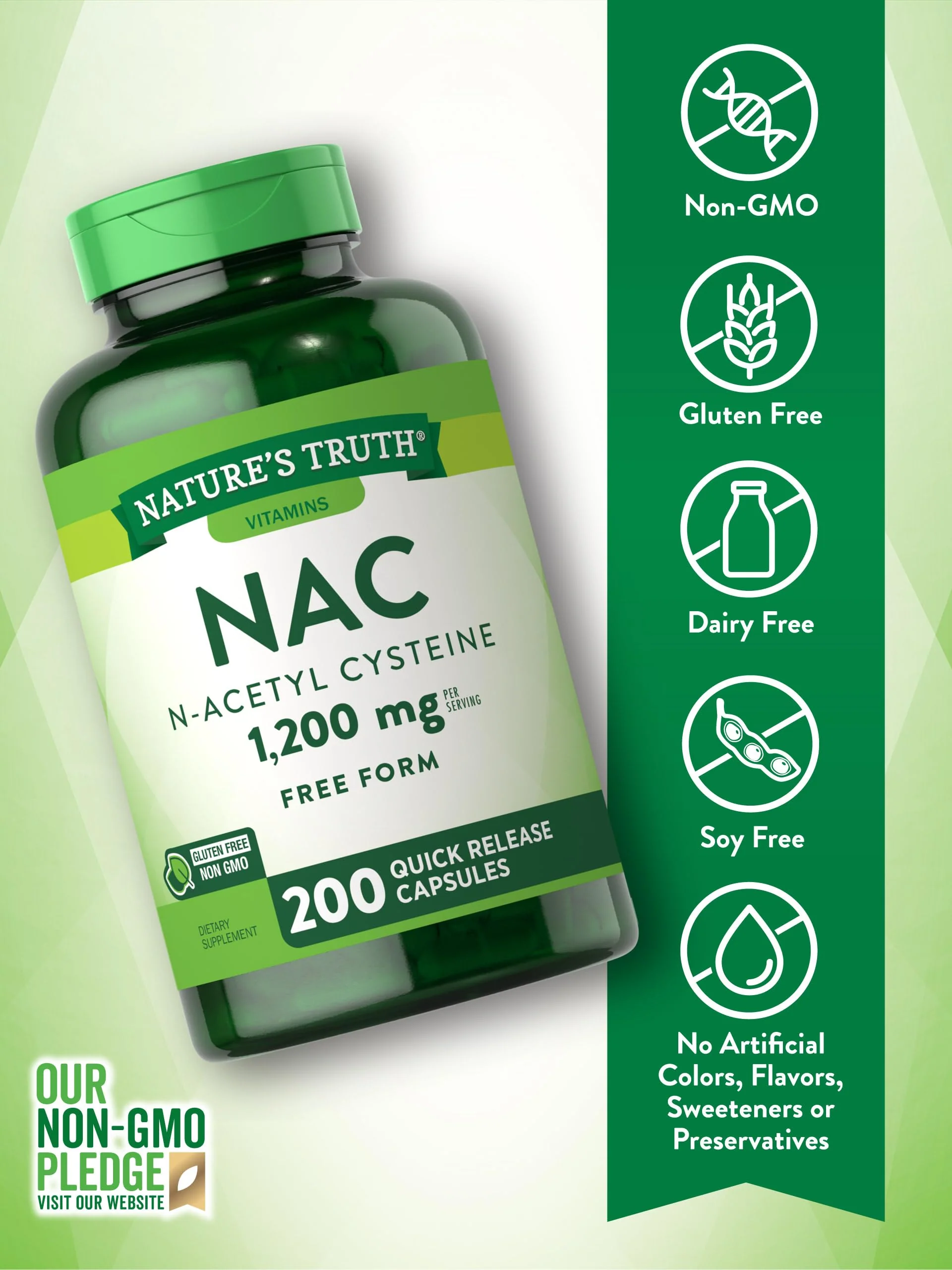 Nature's Truth NAC N-Acetyl Cysteine 1,200 mg | 200 Capsules | Pack of 2 | Non-GMO & Gluten Free - Image 11