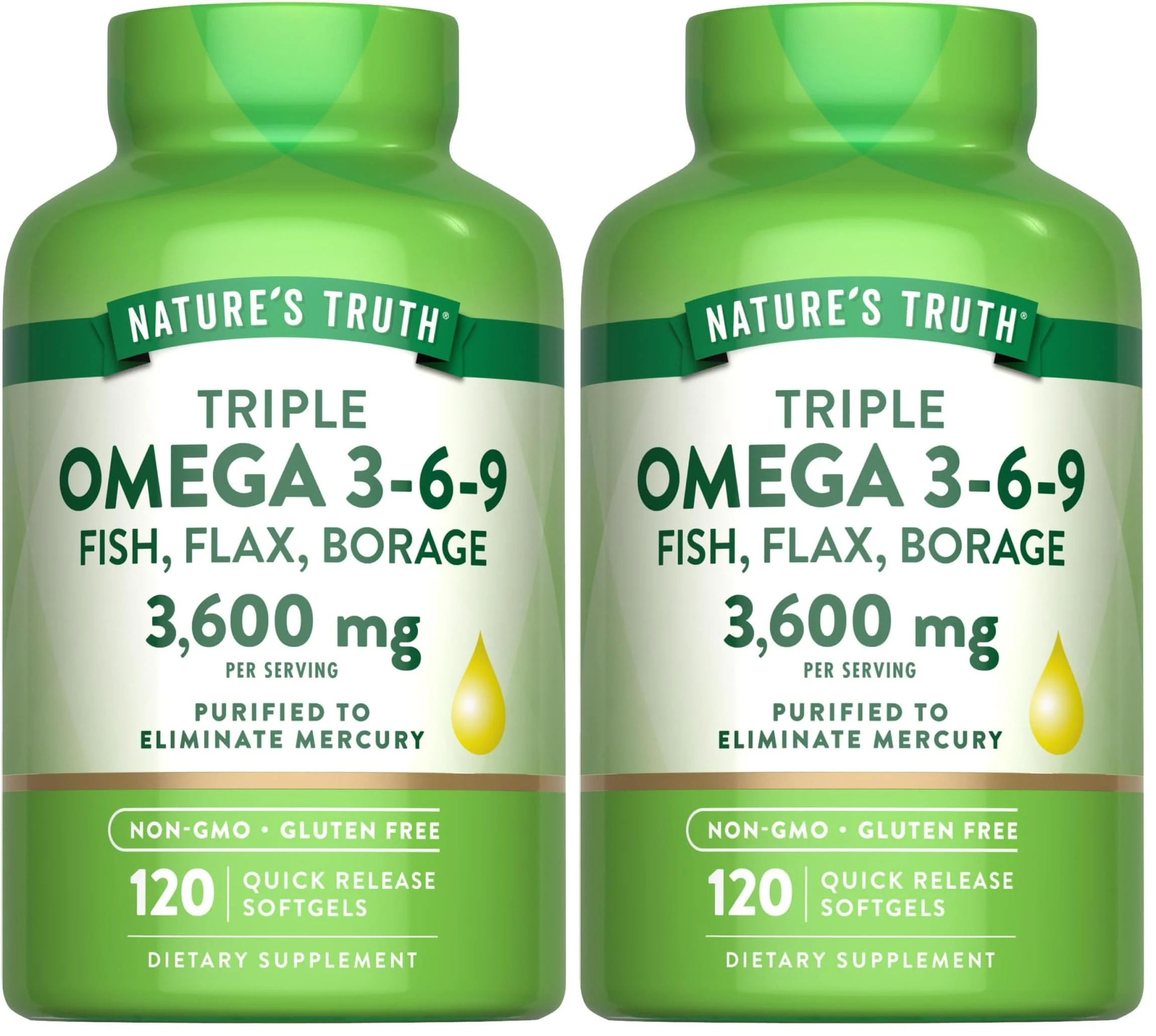 Nature's Truth Omega 3-6-9 Softgels – Triple Strength 3600 mg | Pack of 2 - Image 8