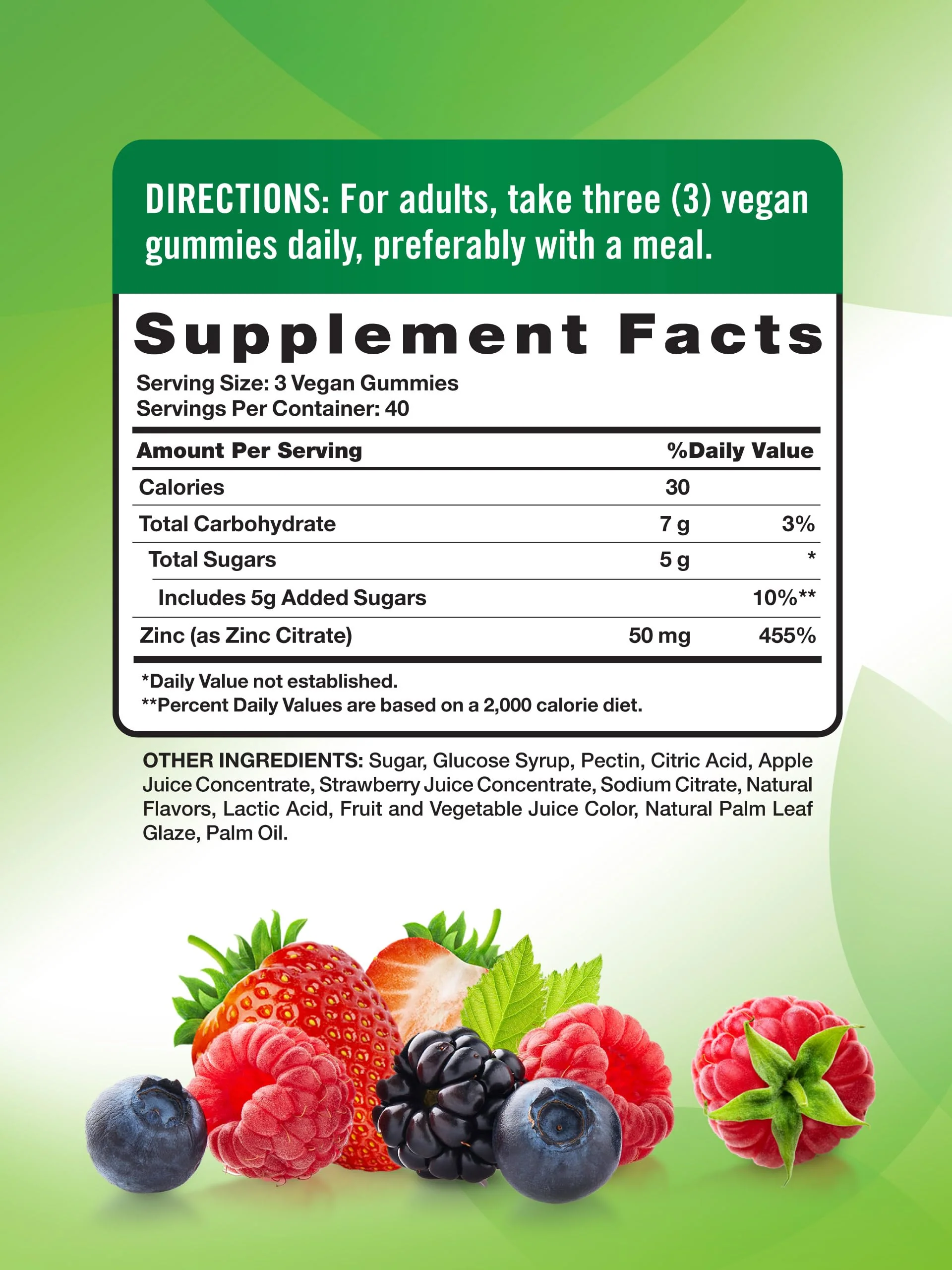 Nature's Truth Zinc Gummies for Adults - 50 mg Zinc Citrate, 120 Count, Vegan, Gluten Free | Mixed Berry (Pack of 2) - Image 2