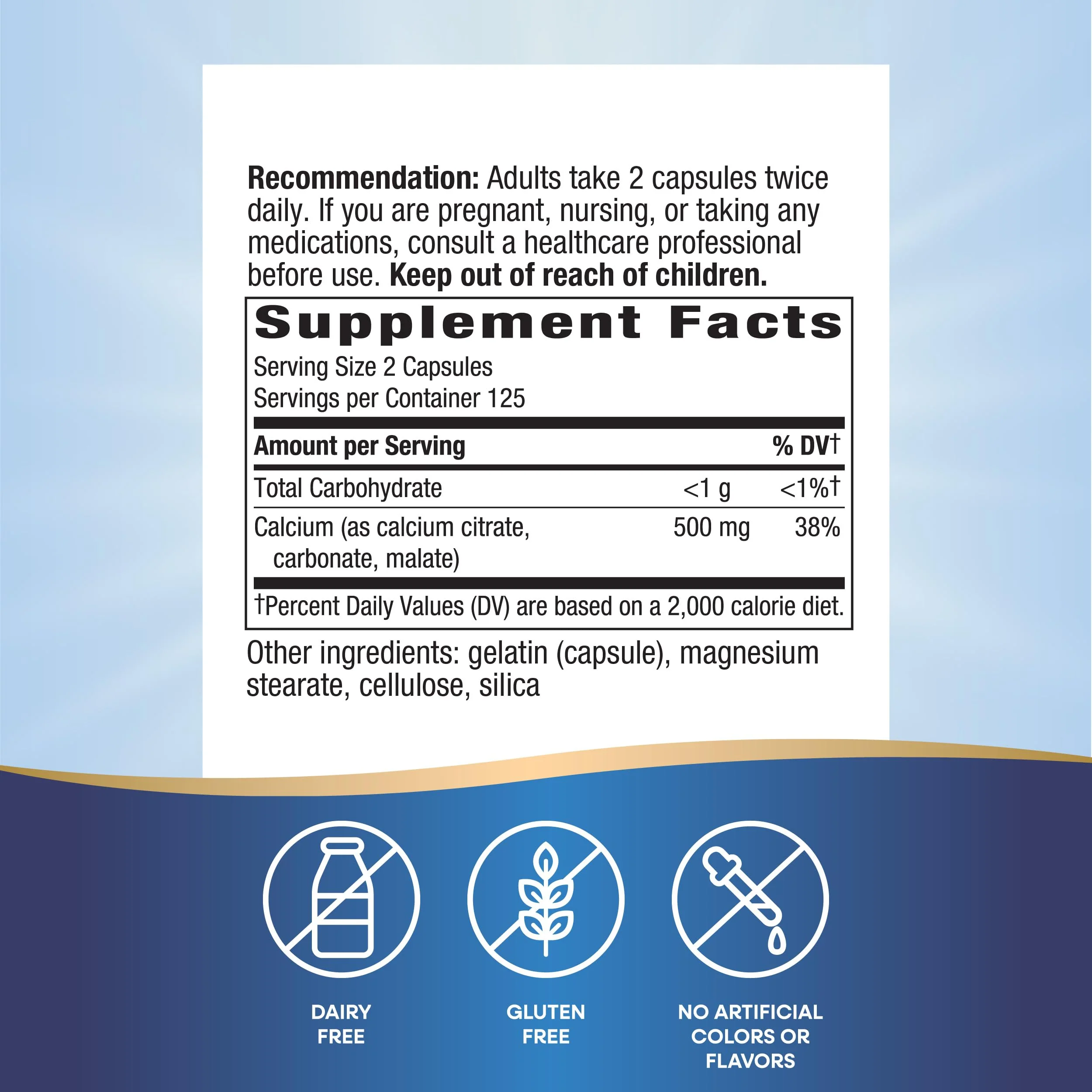 Nature's Way Calcium Citrate 500 mg | Bone Health & Muscle Support, Gluten Free, 250 Capsules (2 Pack) - Image 2