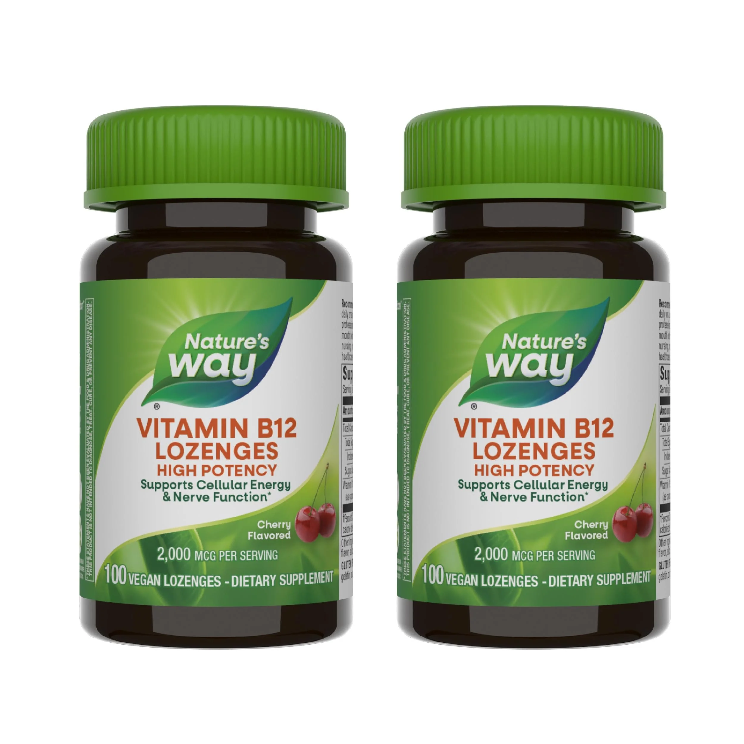 Nature's Way Vitamin B12 Lozenge 2-Pack - 2000 mcg Cherry - Vegetarian Gluten-Free