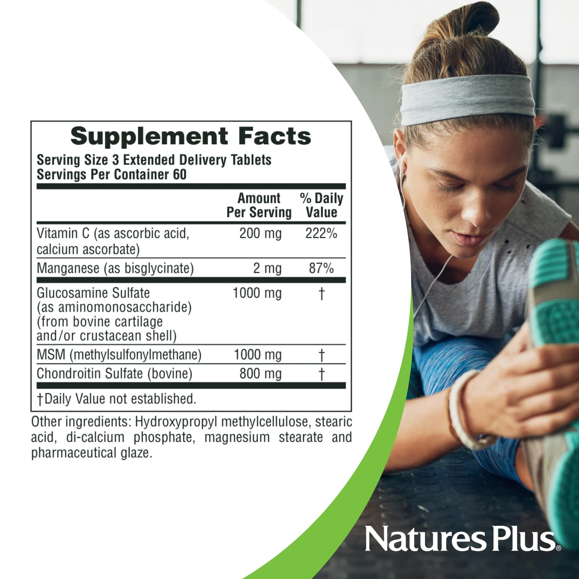 NaturesPlus Advanced Therapeutics Glucosamine/Chondroitin/MSM Ultra Rx Joint Tablets – 180 Tabs – Gluten-Free - Image 2