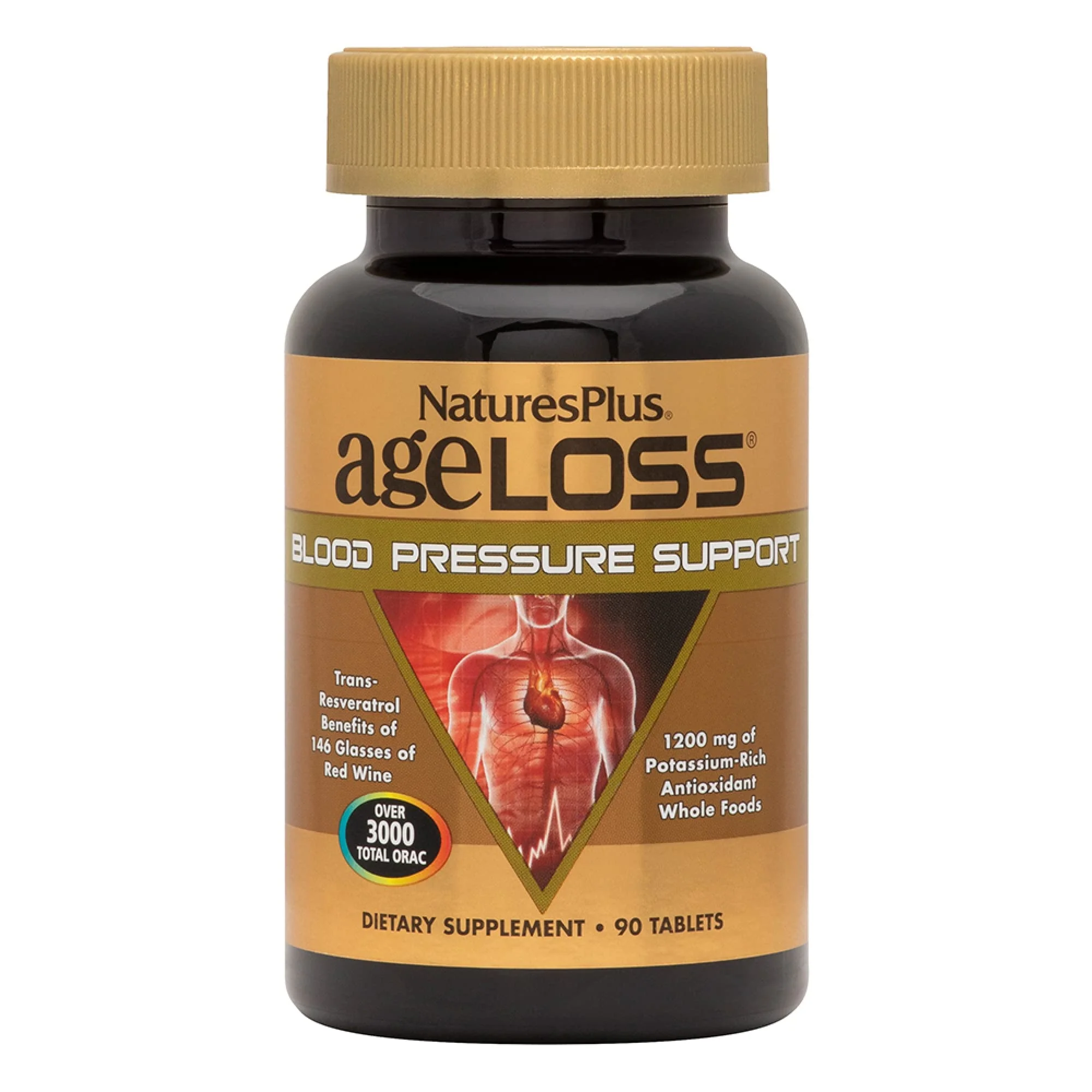 NaturesPlus AgeLoss Blood Pressure Support – 90 Tablets, Trans-Resveratrol, Whole Foods - Image 9