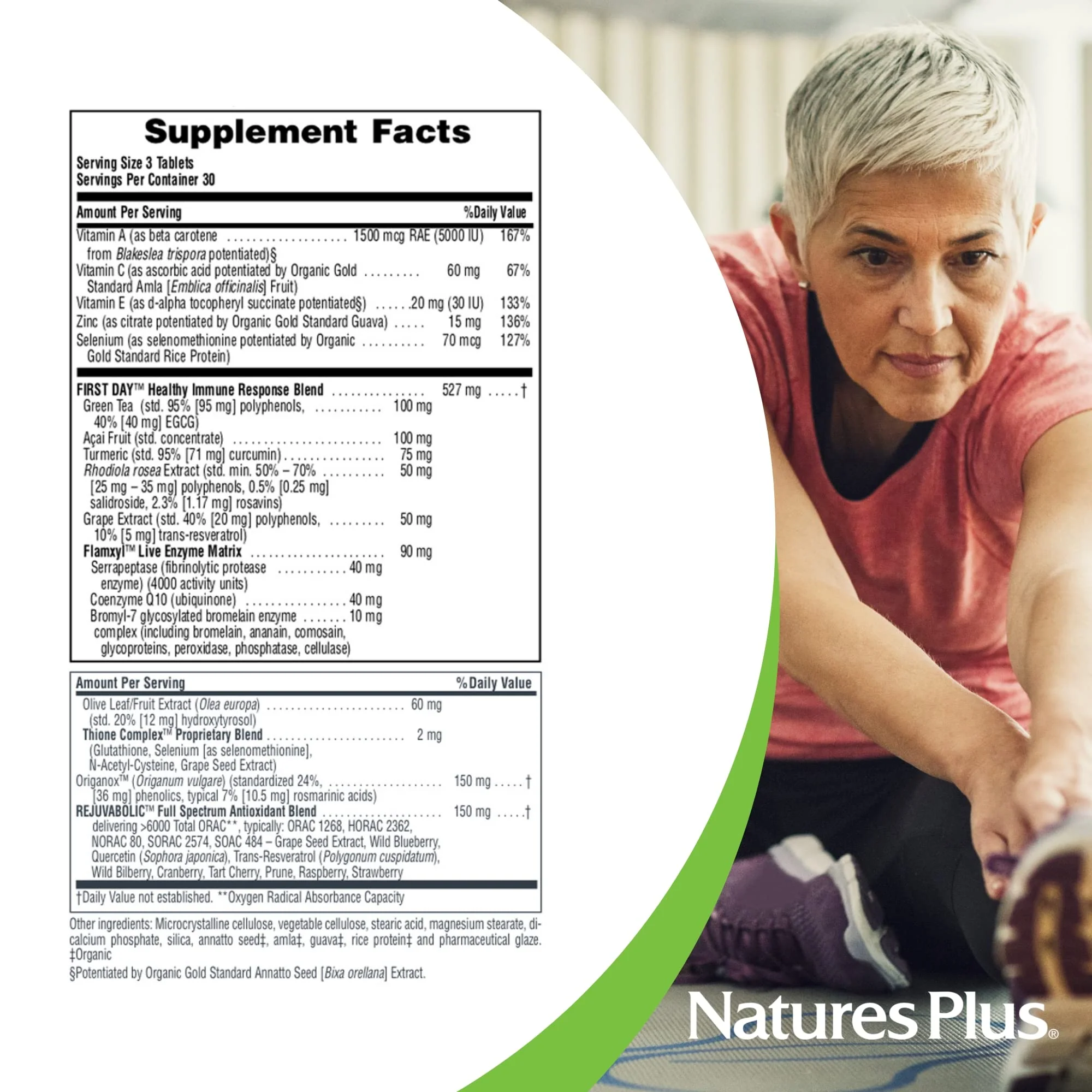 NaturesPlus AgeLoss First Day Healthy Immune Response - 90 Tablets | Vegetarian, Gluten Free | 30 Servings - Image 4