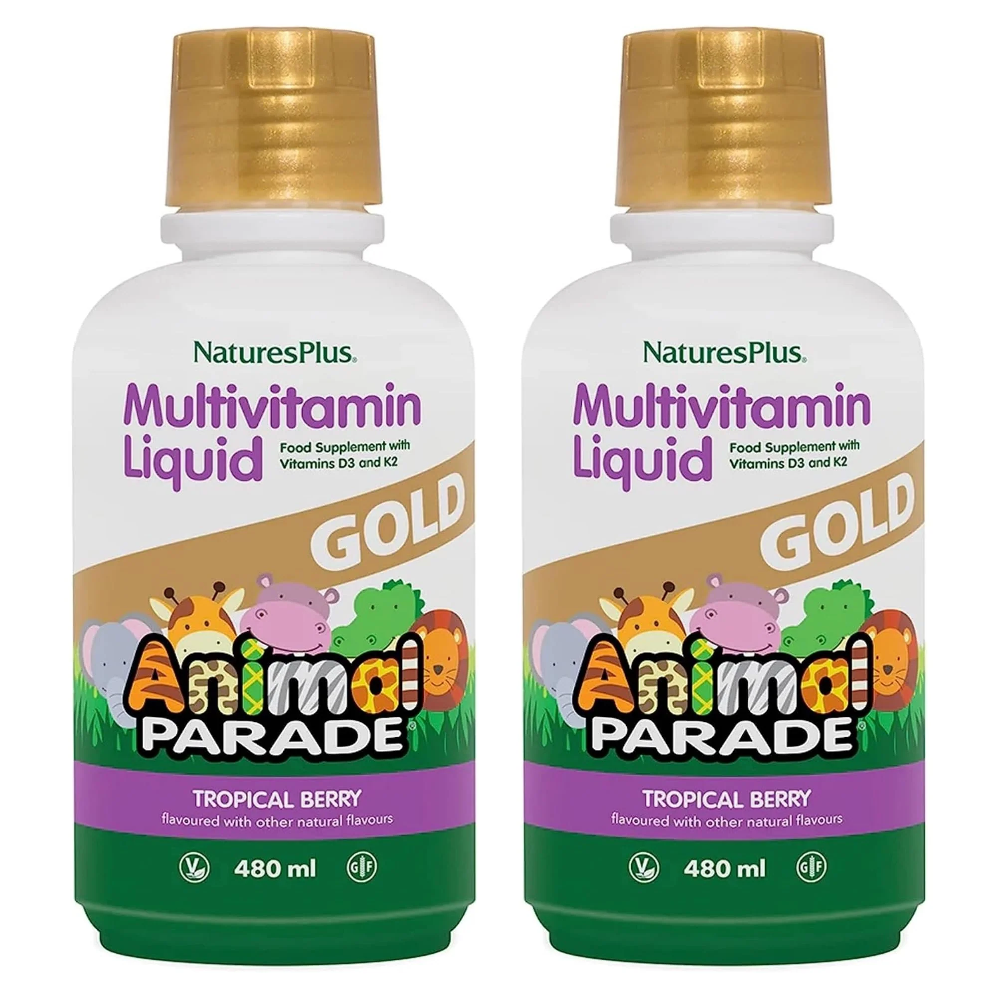 NaturesPlus Animal Parade Gold Children's Liquid Multivitamin – 2 x 16 oz, Tropical Berry, Gluten Free & Vegan, 64 Servings - Image 7