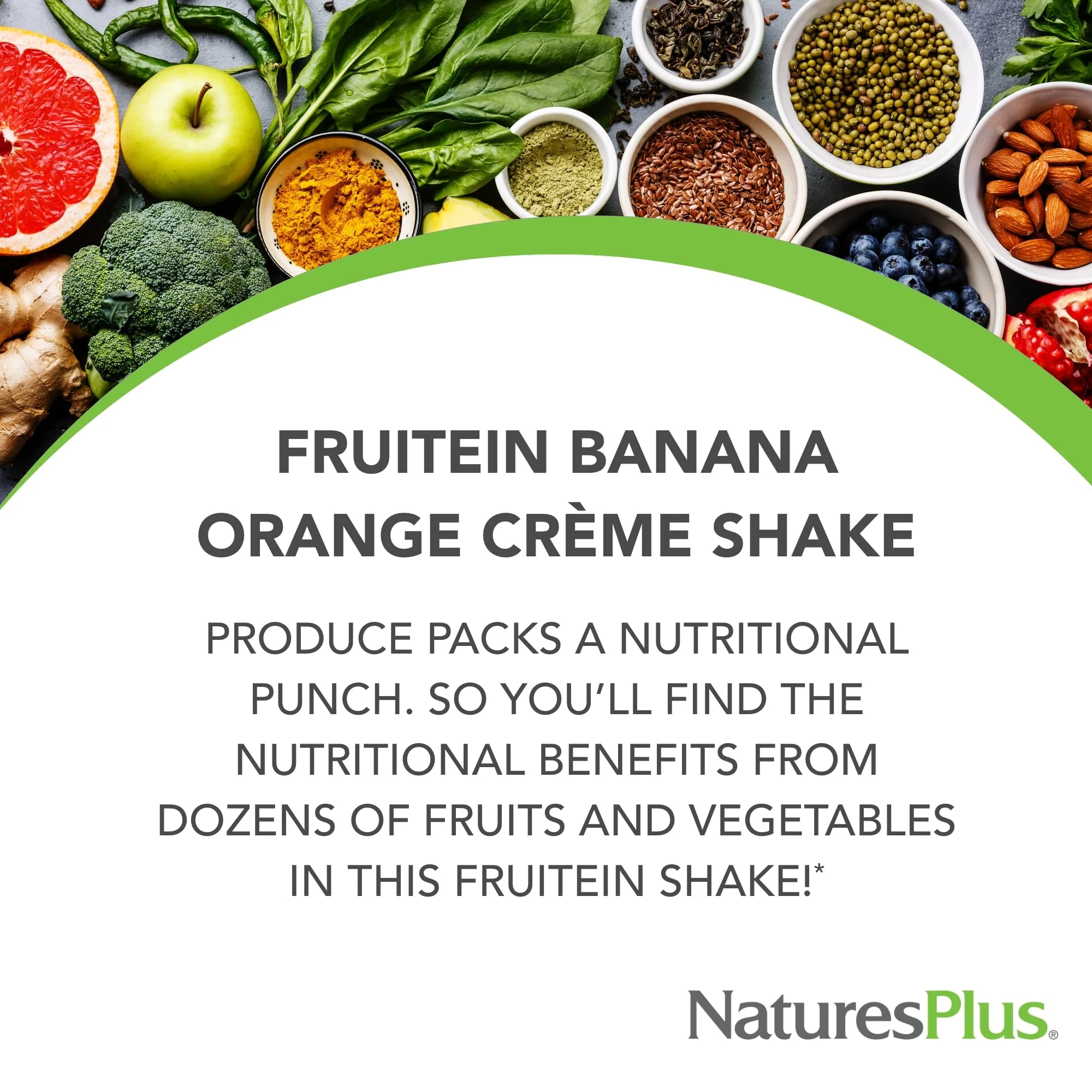 NaturesPlus FRUITEIN Banana Orange Creme Shake – 2.8 lb, 10 g Plant-Based Protein, 37 Servings - Image 3