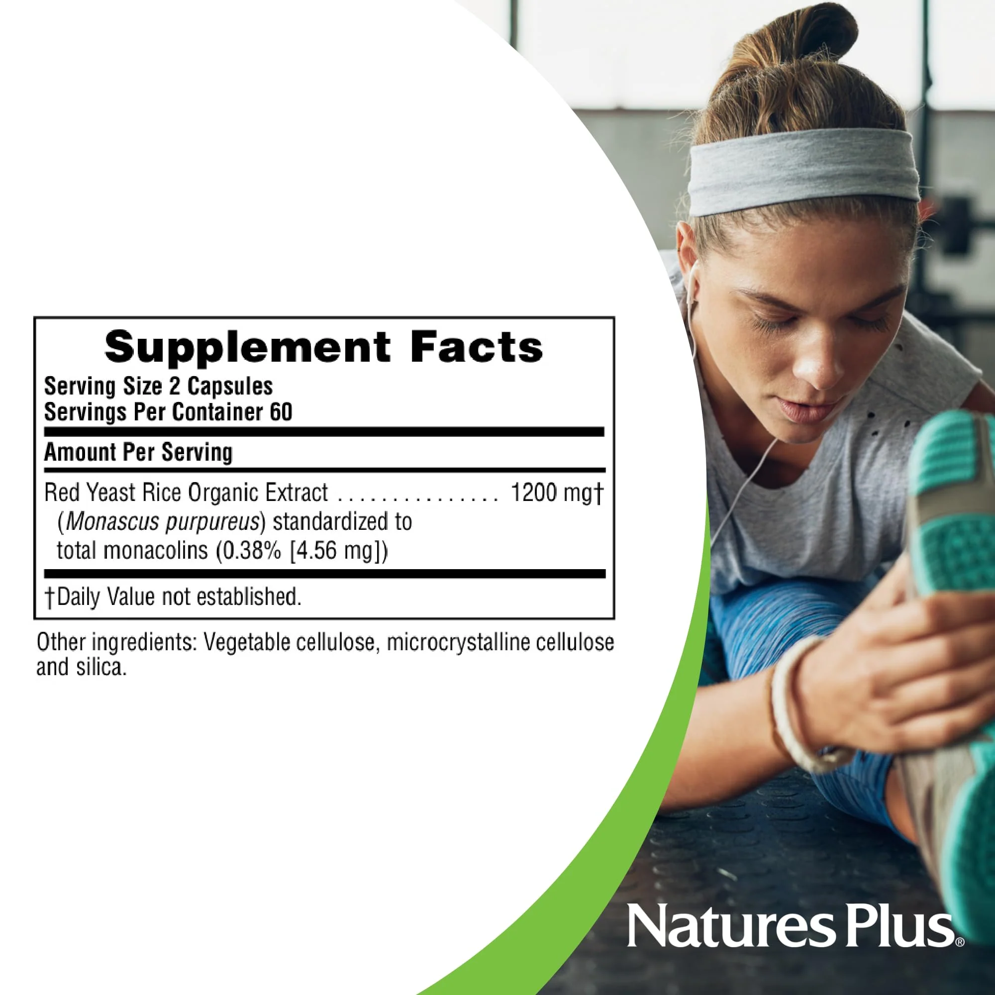 NaturesPlus Herbal Actives Red Yeast Rice 1200 mg - 120 Capsules | Non-GMO, Vegan, Gluten Free - Image 2