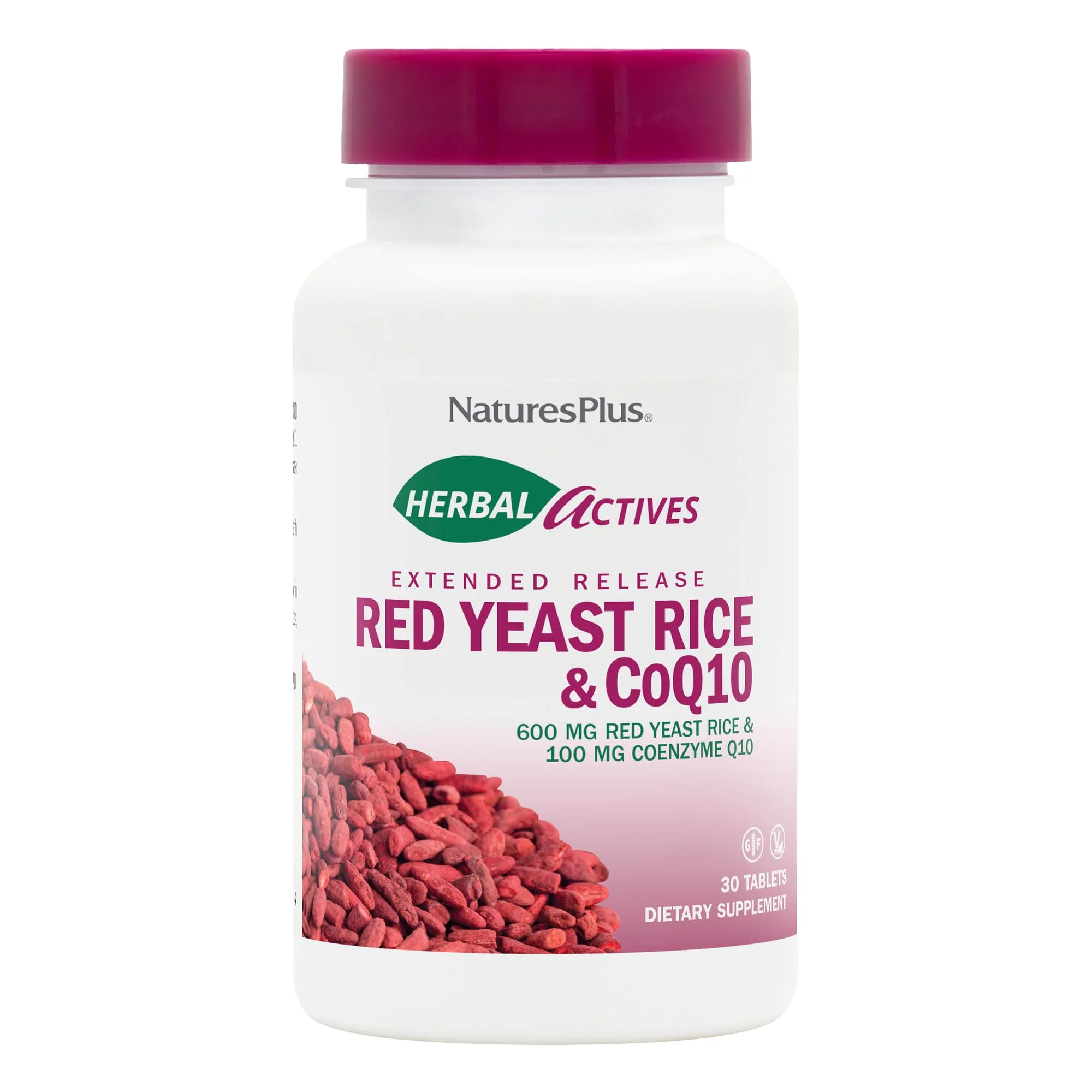 NaturesPlus Herbal Actives Red Yeast Rice 600mg & CoQ10 100mg – Extended Release, 30 Vegan Tablets