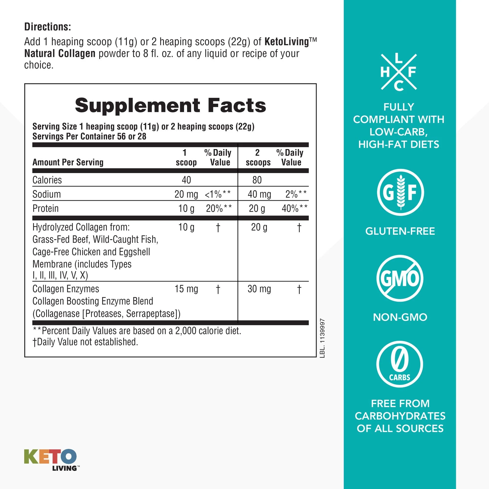 NaturesPlus KetoLiving Natural Collagen Unflavored - 1.36 lb Tub | Ketogenic Protein Powder for Immune & Gut Health, Joints, Hair, Skin & Nails - Image 19