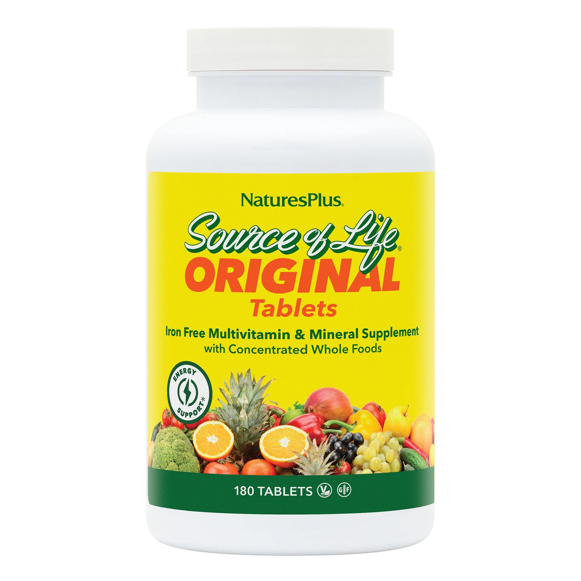 NaturesPlus Source of Life No Iron – Gluten-Free Vegetarian Multivitamin, 2-Pack (120 Servings)