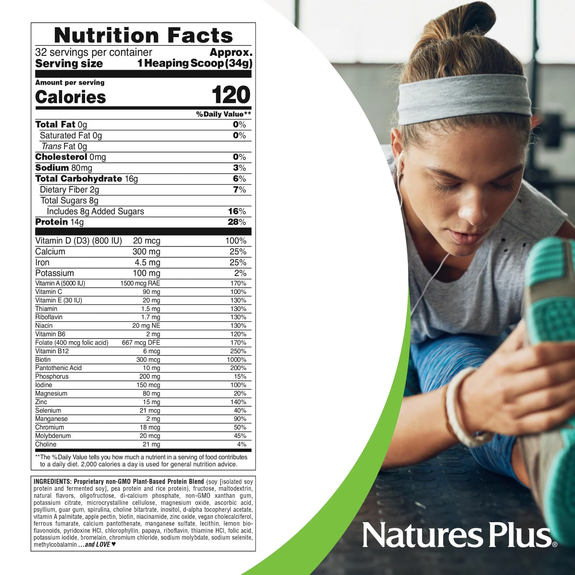 NaturesPlus SPIRU-TEIN Shake Banana - Plant-Based Protein Powder (2.4 lb, 32 servings) - Image 4