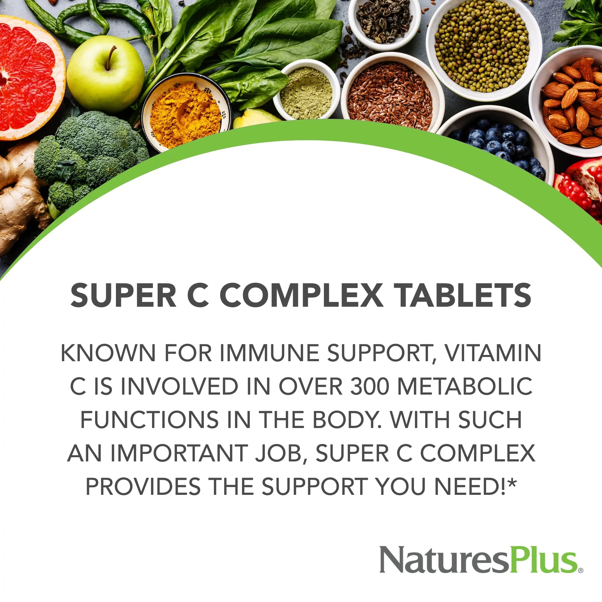 NaturesPlus Super C Complex – Sustained Release Vitamin C 1000mg + 500mg Bioflavonoids | 180 Tablets - Image 3