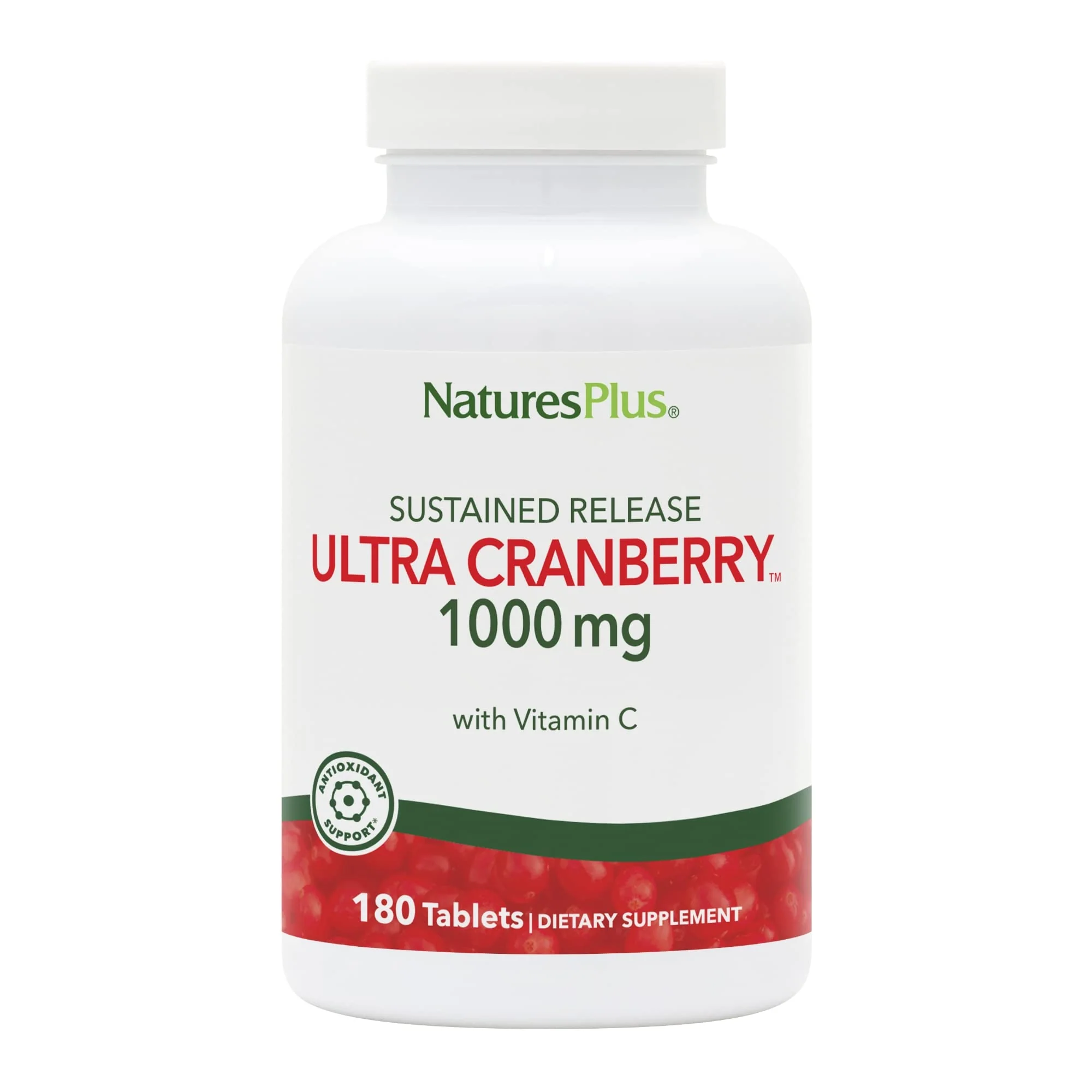 NaturesPlus Ultra Cranberry 1000mg | Sustained Release, 180 Vegetarian Tablets